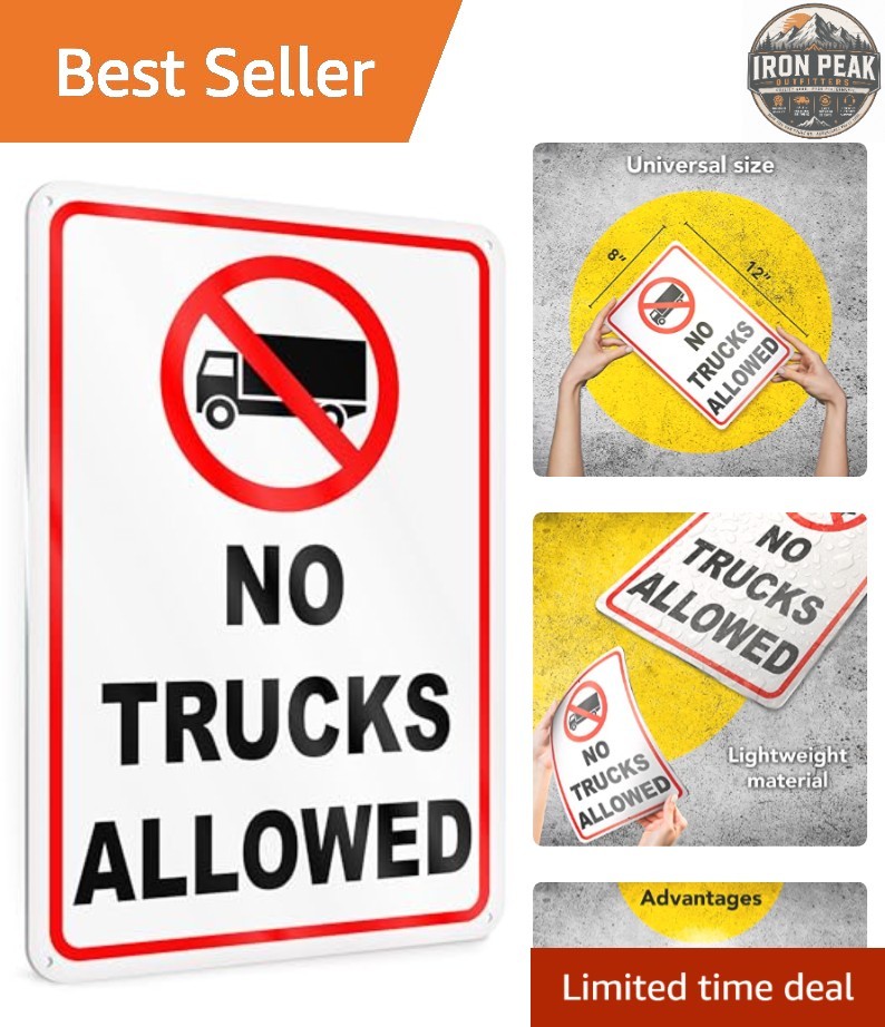 No Trucks Sign 8x12 Reflective Aluminum Pre-Drilled Private Entrance
