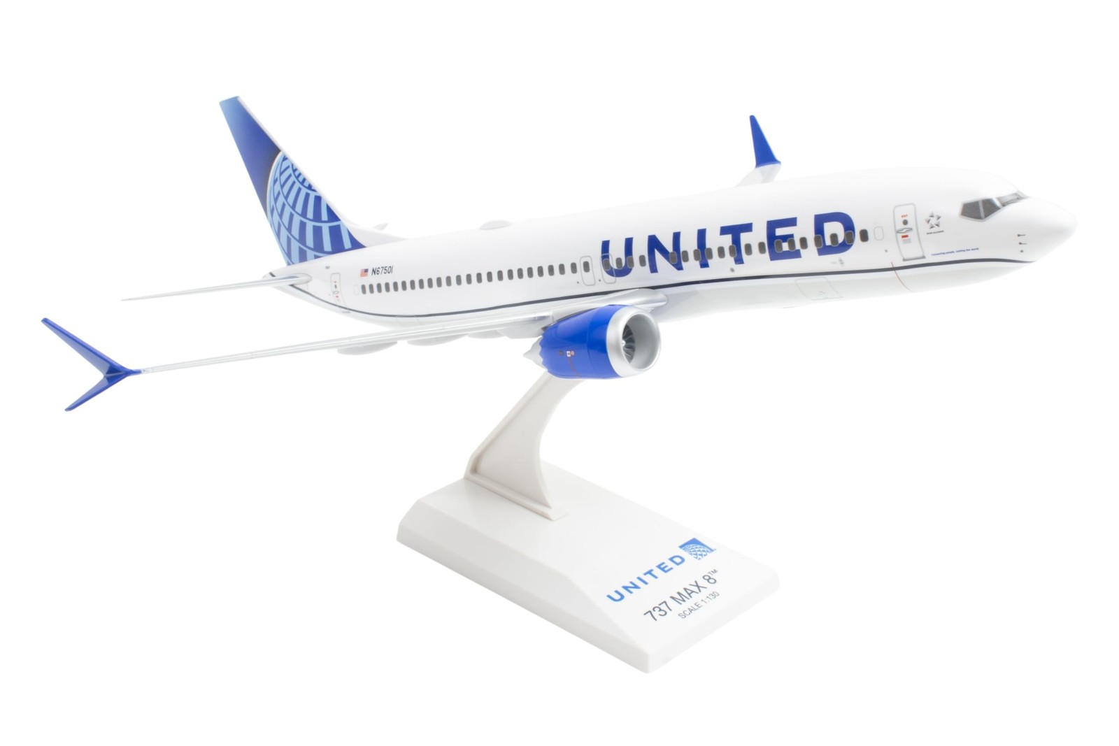 Skymarks United Airlines Boeing 737 Max 8 1/130 Scale Plastic Airplane Model