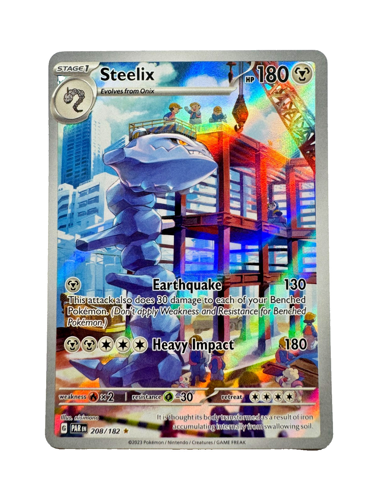 Pokemon Steelix 208/182 Paradox Rift Illustration Rare Full Art Holo-MINT