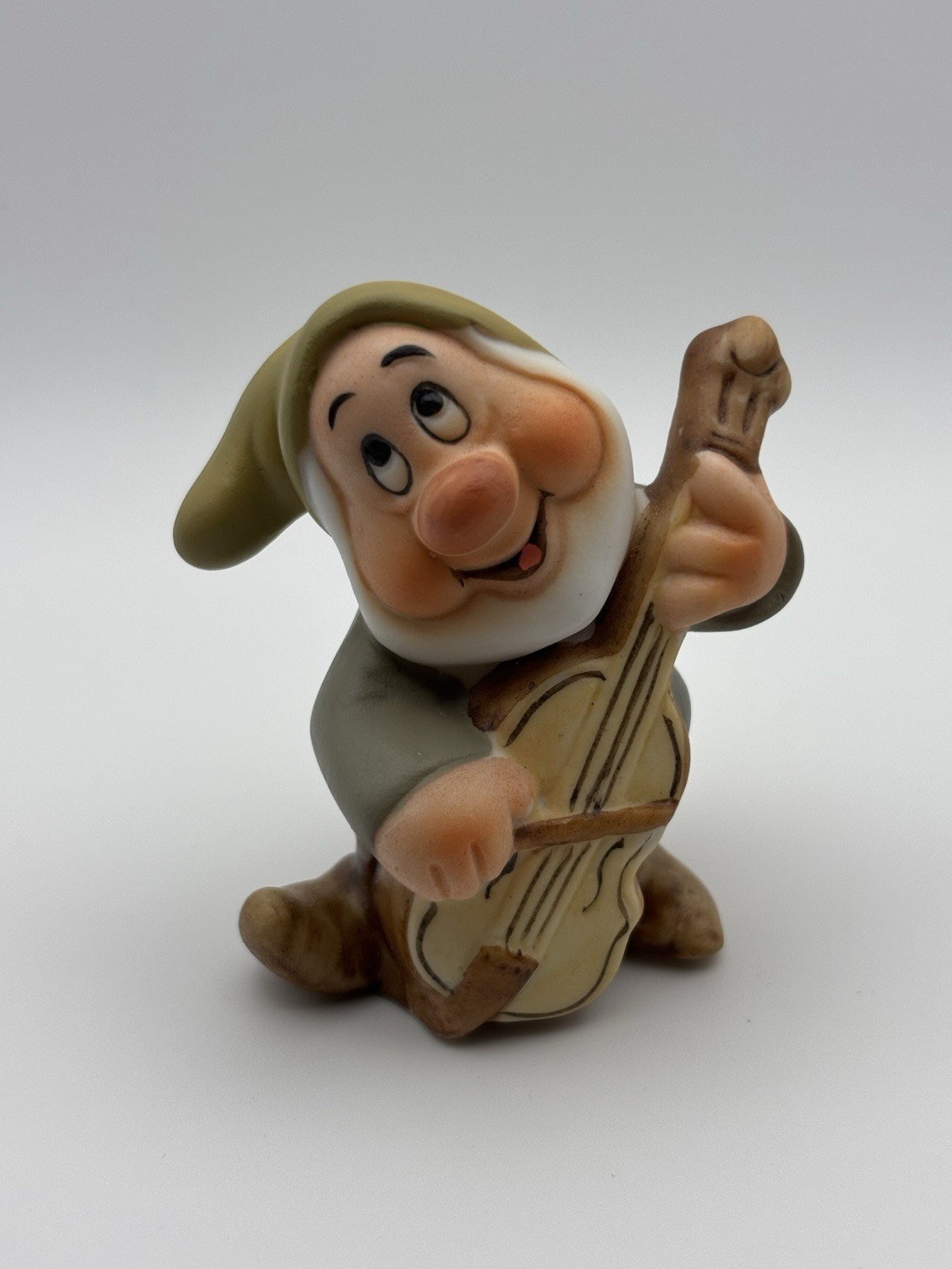 Vintage Schmid Walt Disney Seven Dwarfs Sneezy Playing Bass Ceramic Figurine