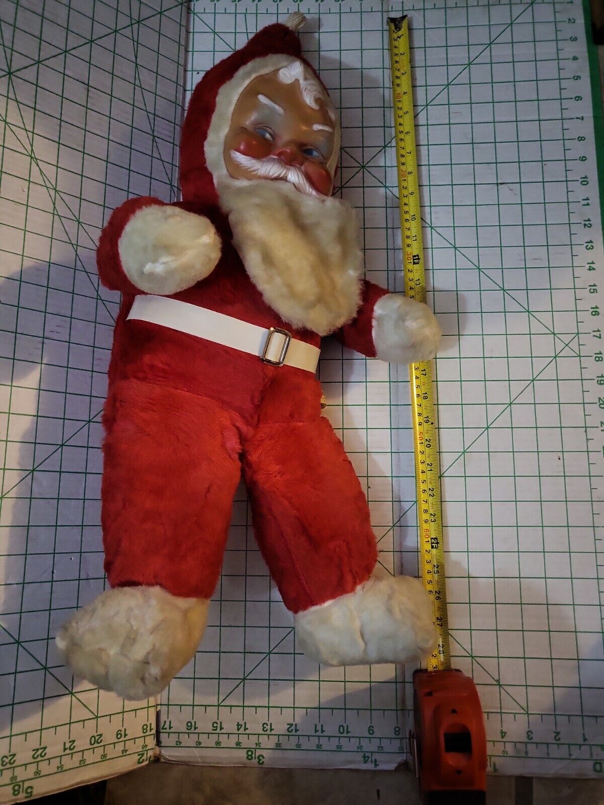 Vintage Bijou Rubber Faced Plush Stuffed Santa Doll 27” Tall Claus Christmas 