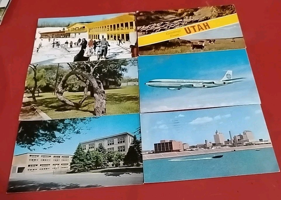 Set Of 6 Vintage Landmark Memorabilia Postcards With Stamps 1960s