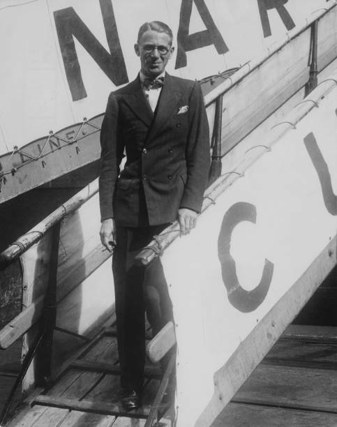 English bandleader Henry Hall on the gangplank of Cunard liner OLD PHOTO