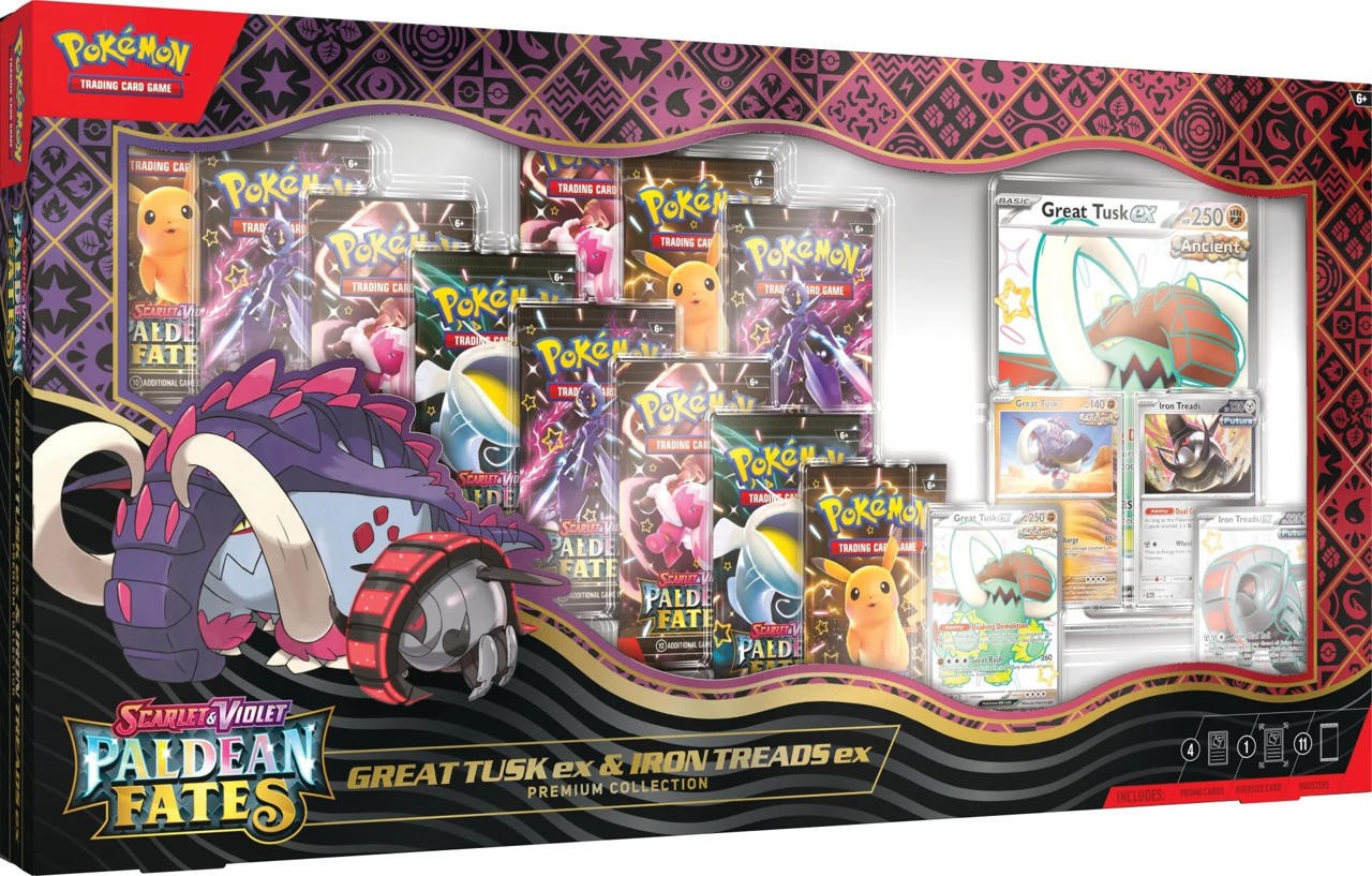 Paldean Fates Great Tusk ex & Iron Treads ex Premium Collection PAF - U EN