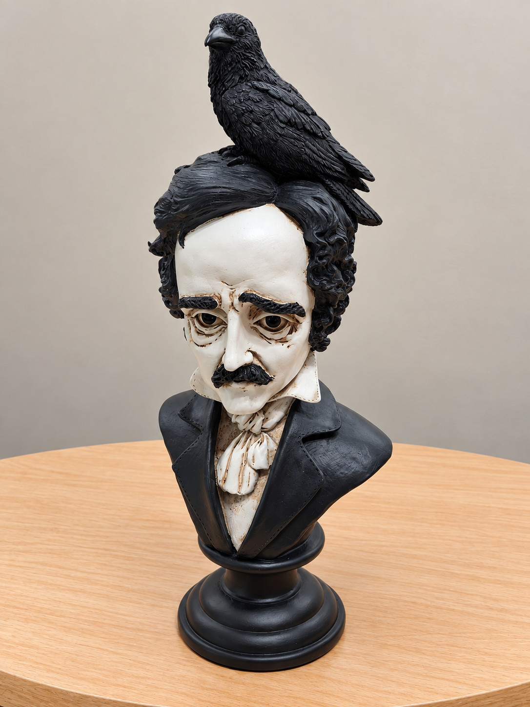 Edgar Allan Poe Raven Bust Gothic Literary Horror Resin Statue Decor