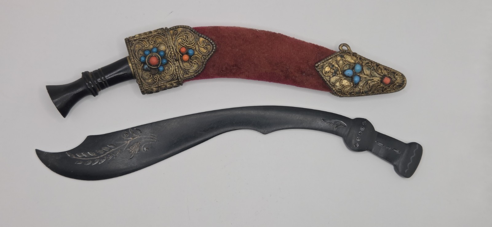 Two Vintage Ornate Kukri Knives Collectibles Souvenirs