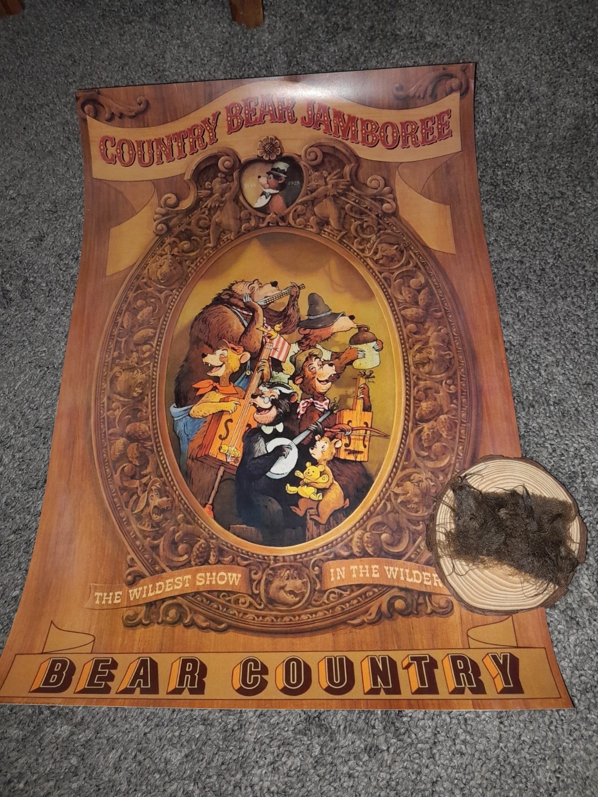 DISNEYLAND COUNTRY BEARS JAMBOREE EVENT POSTER & BEAR PROP