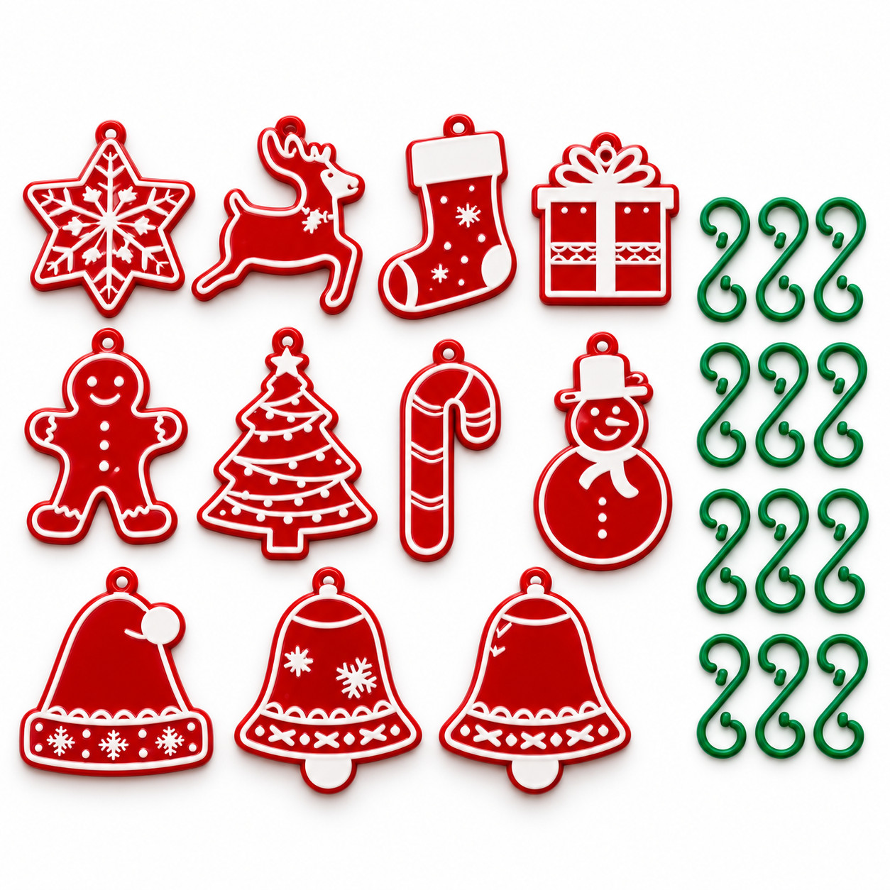 Christmas Ornaments Set of 12 Bulk - Shatterproof Gingerbread Cookie Tree Decor