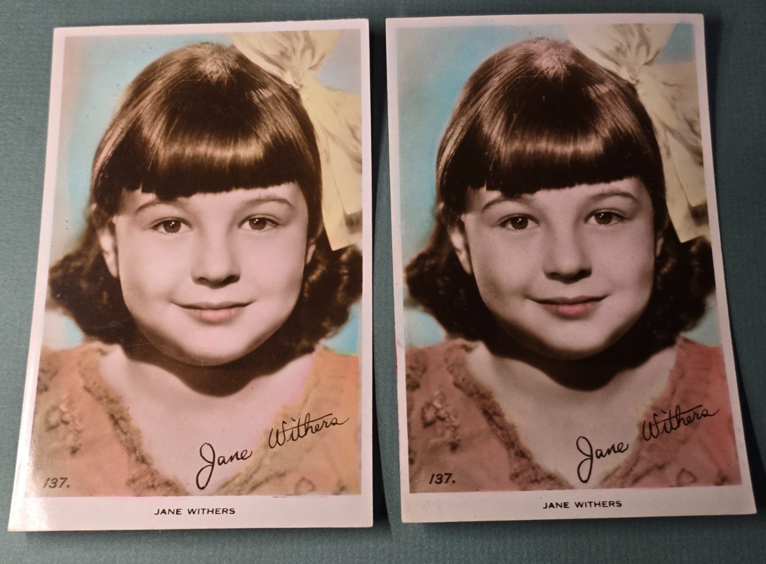 Vintage Jane Withers RPPC Postcard Lot 2 Great Britain Child Star Photo Cards