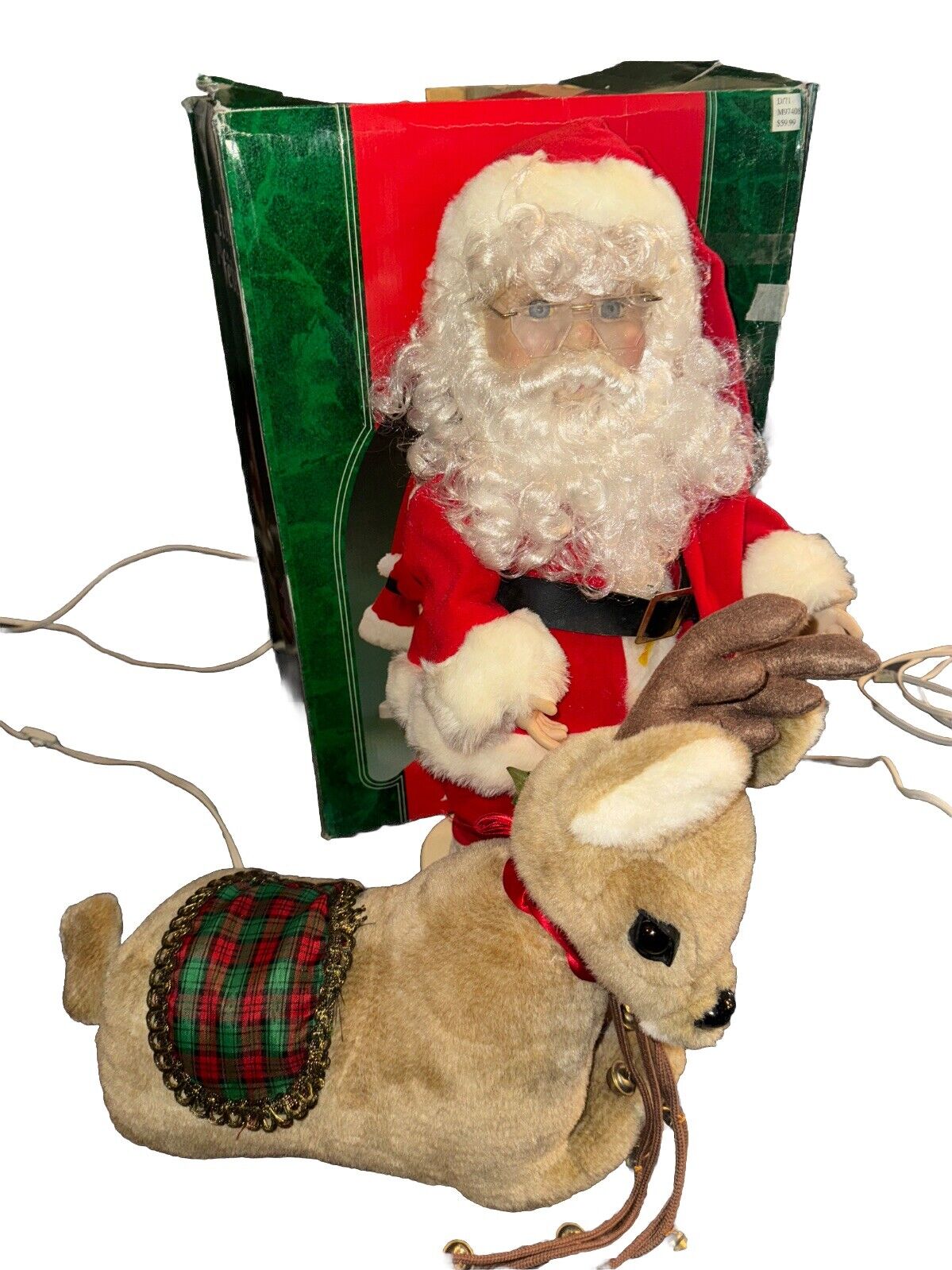 Santa’s Best 1996 Holiday Animation Moving Santa with Reindeer Display