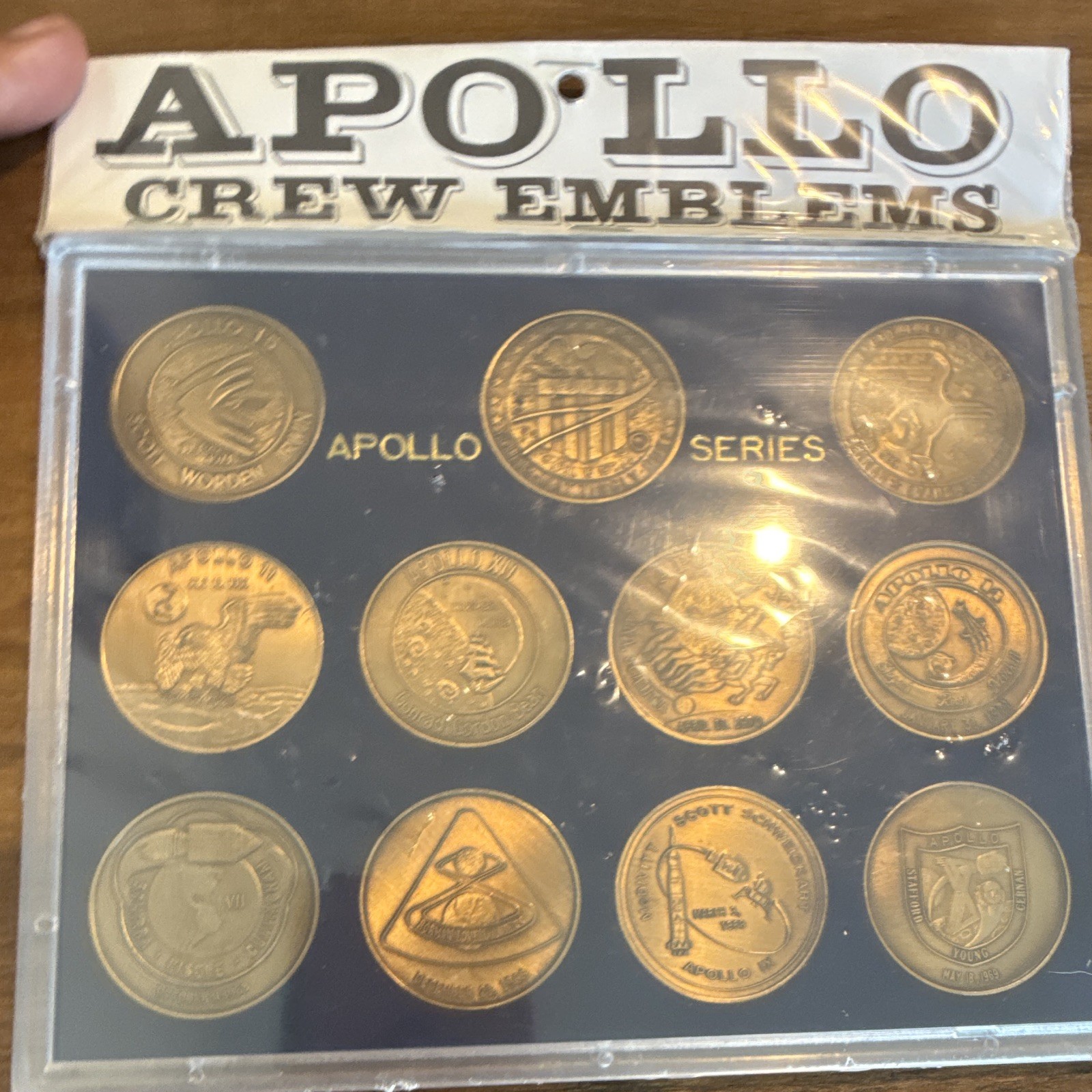 Vintage NASA Apollo Crew Emblems 11 Gold Tone Medallion Space Missions 1968–1972
