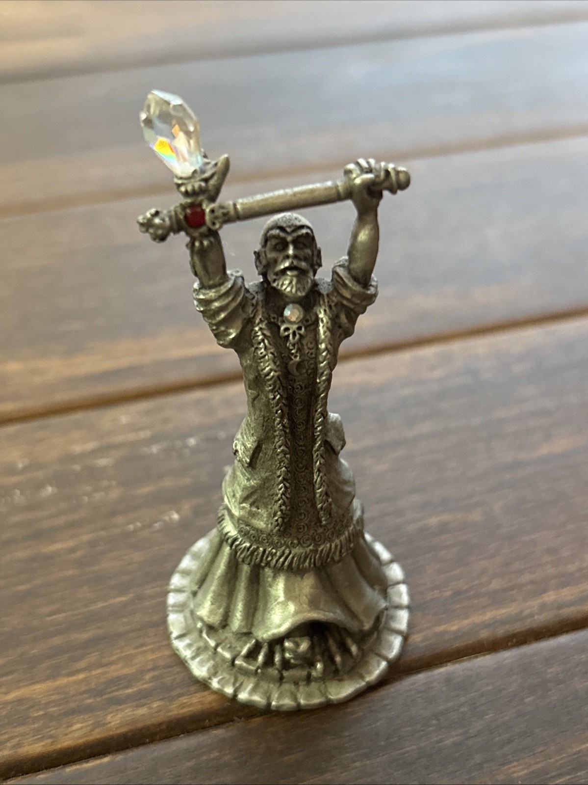 Vintage HUDSON pewter WIZARD SORCEROR figurine Crystal ball w/ book 1987 # 4279