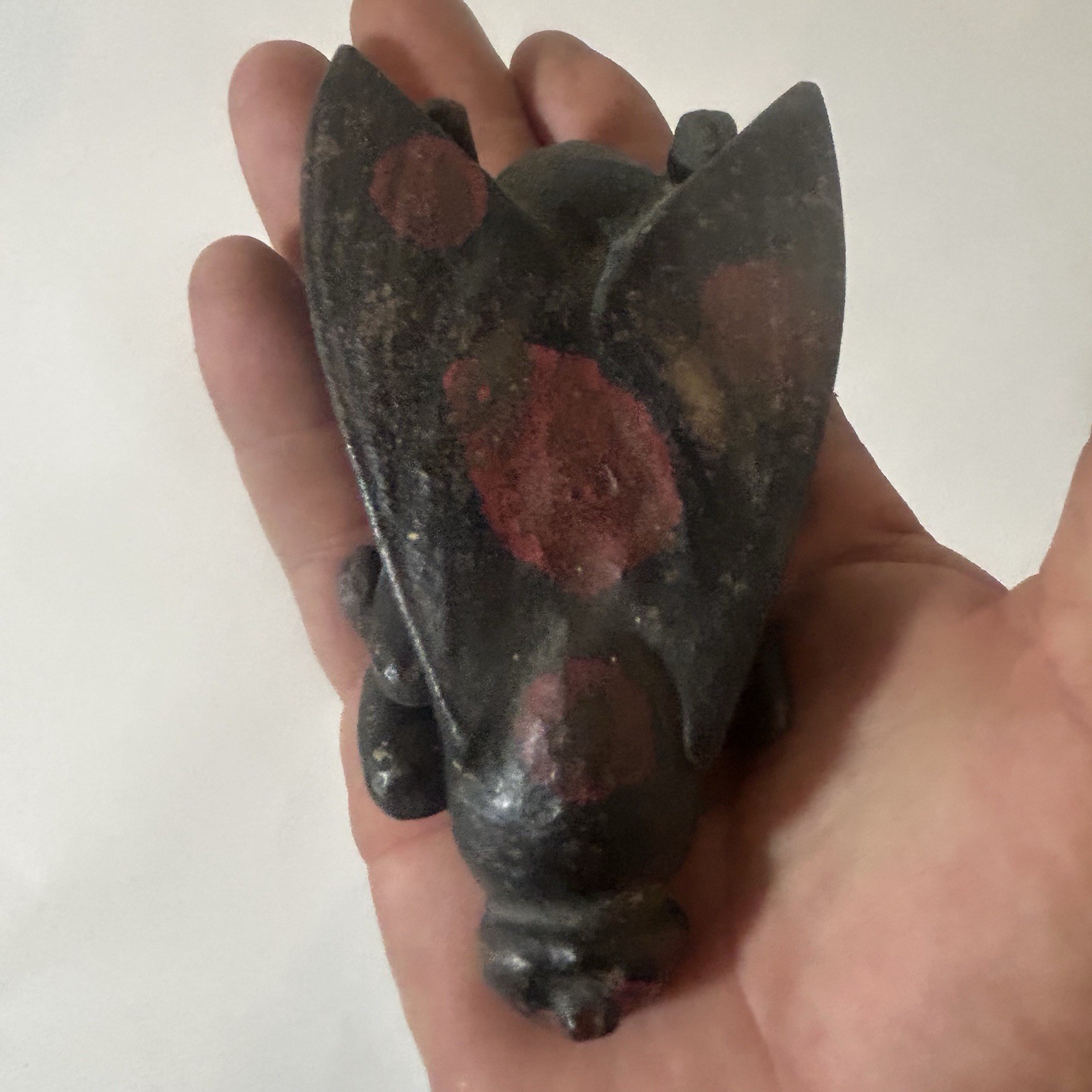Antique Cast Iron Fly Insect Figurine Original Paint Red Spots 4.5”