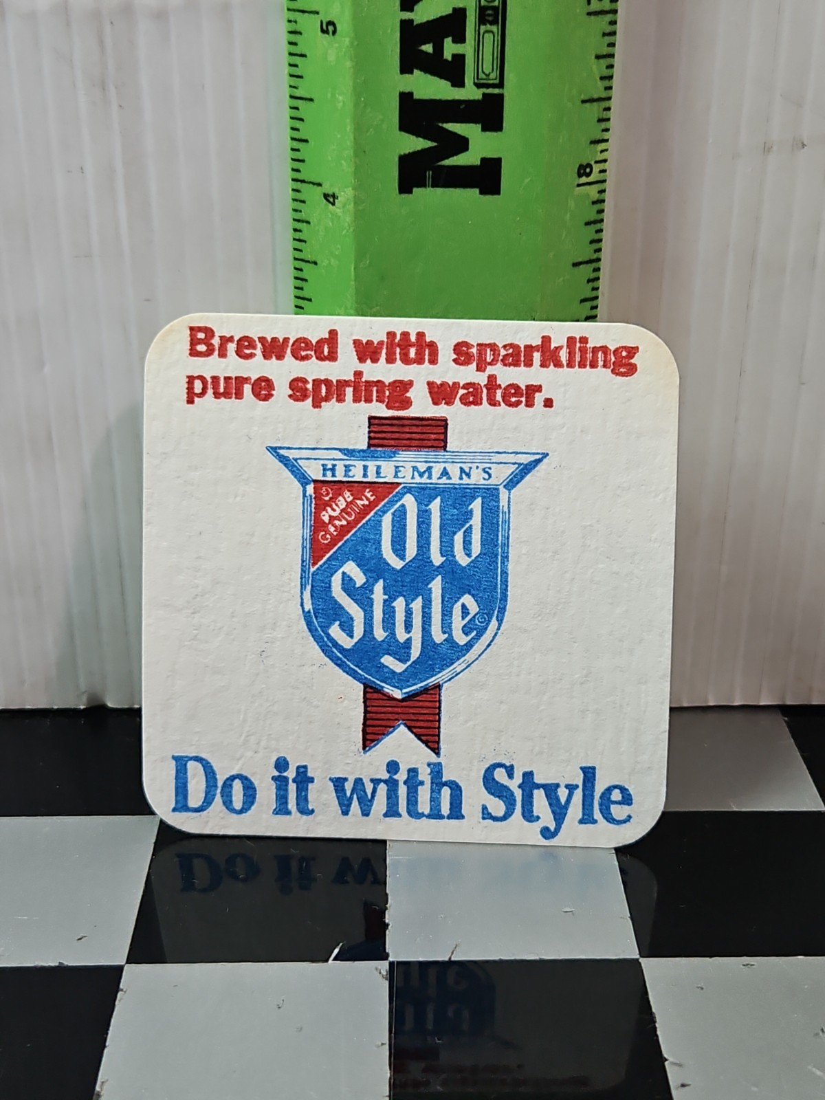 HEILEMAN OLD STYLE  LACROSSE WISCONSIN 3.5 INCH SQUARE BEER COASTER RARE VINTAGE