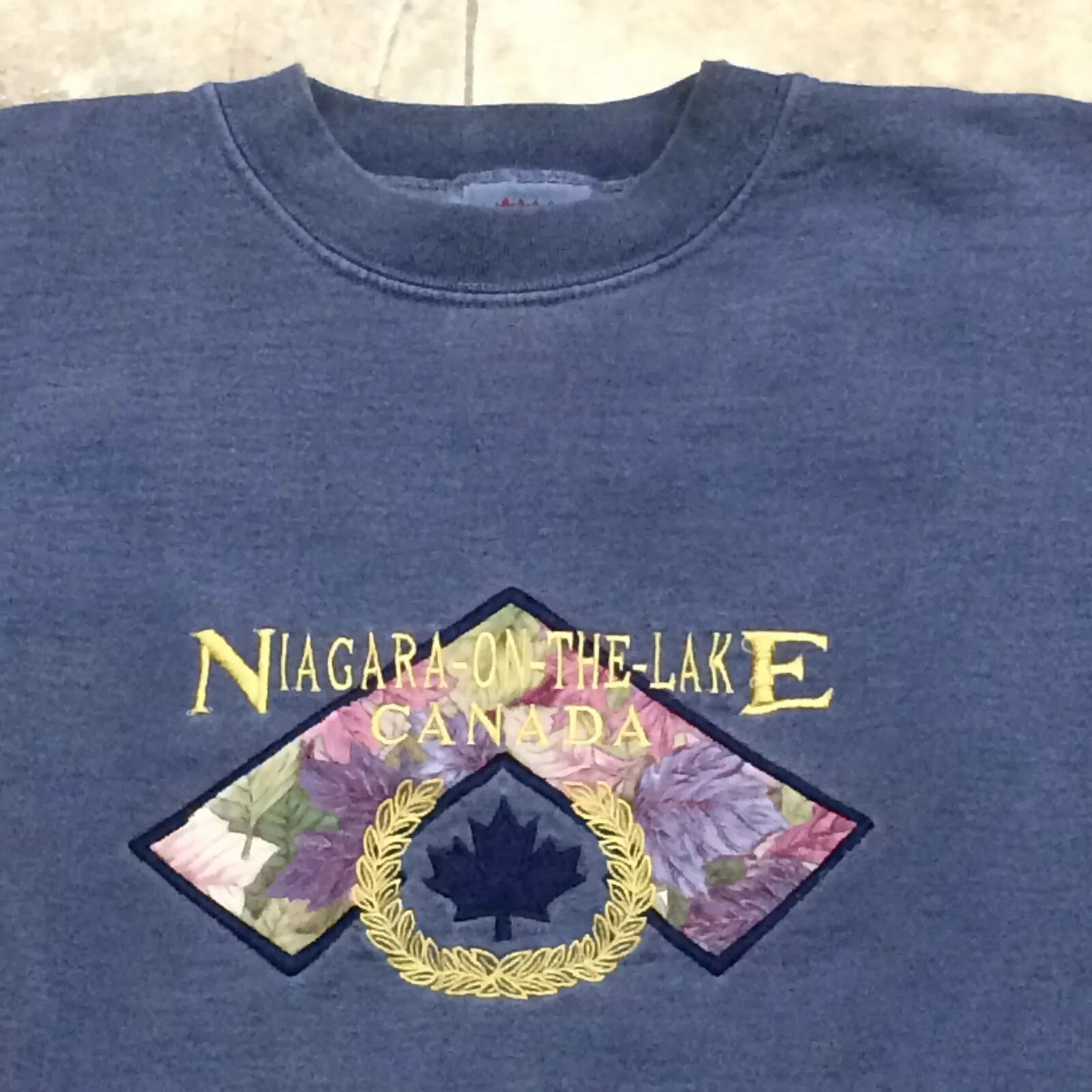 Vtg Niagara On The Lake Canada Sweatshirt Blue Sz S?? Cotton Embroidered Quilted