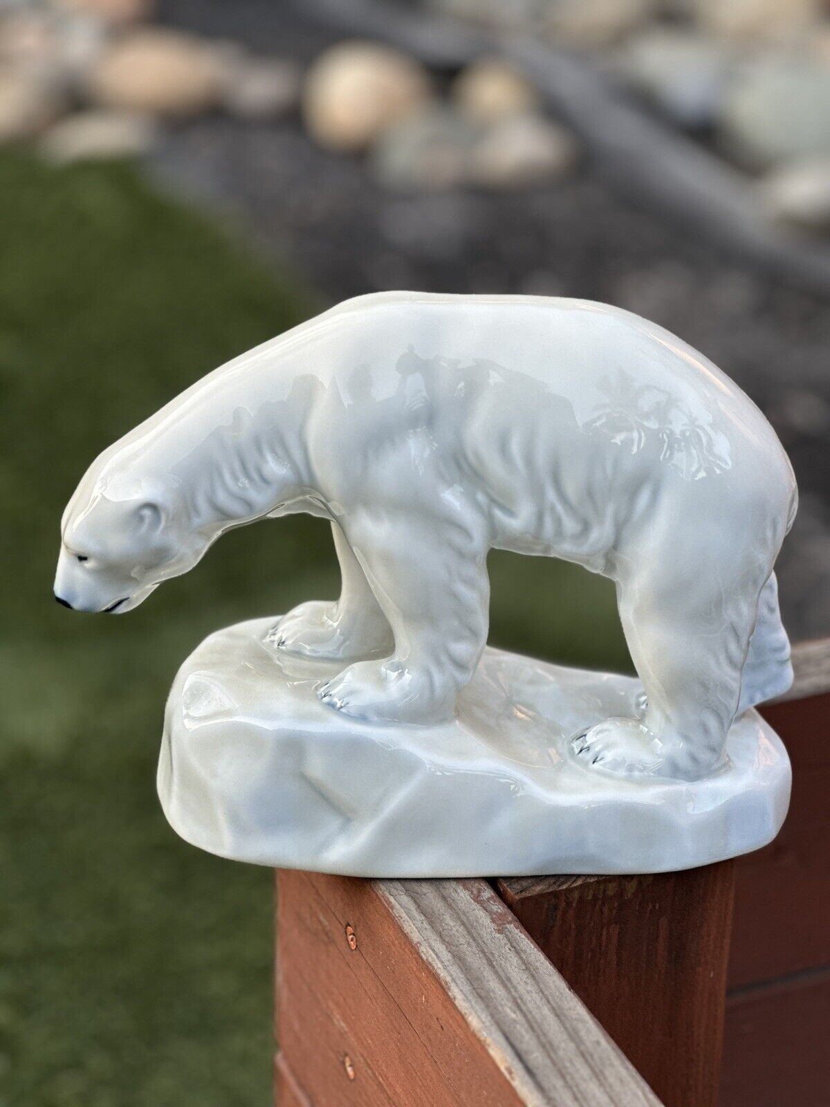 Vintage Porsgrund Norway Large Polar Bear Porcelain Figure