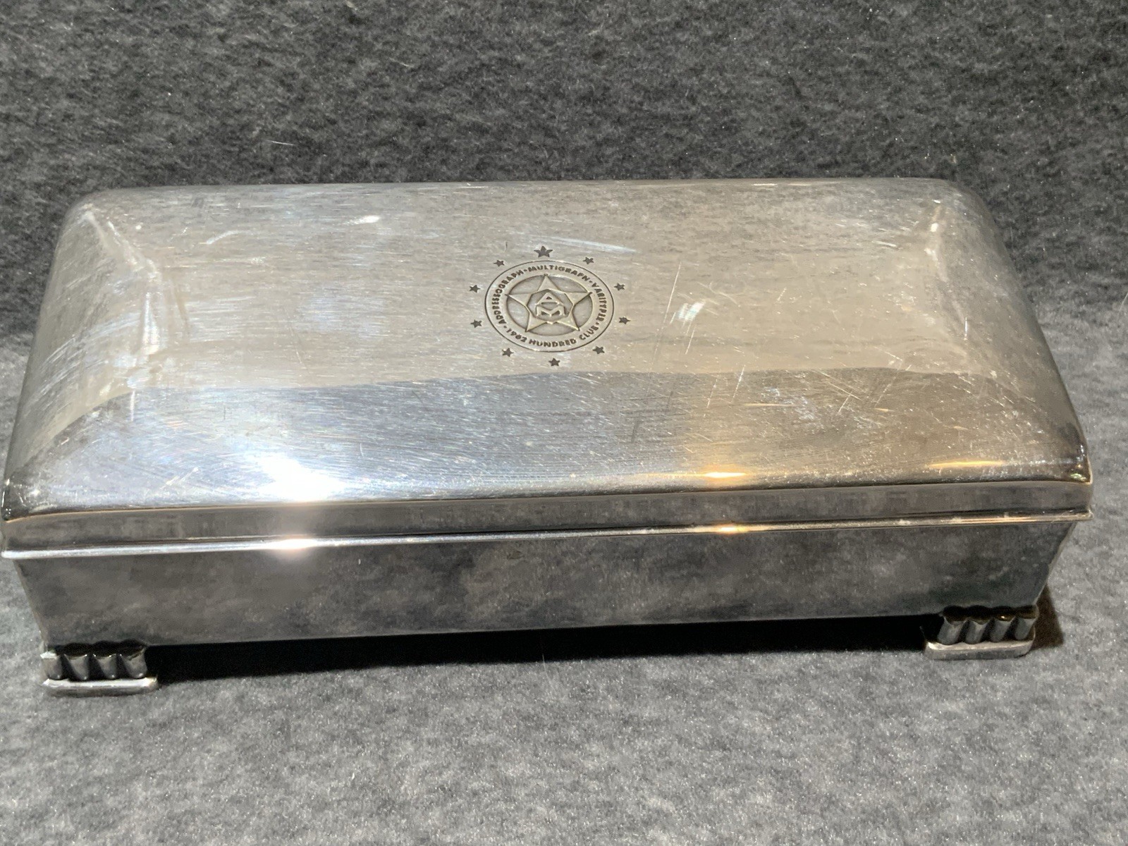 Vintage Poole Silver Co. Silver-Plated Footed Jewelry/Cigarette Box 7”L x 3.5”W