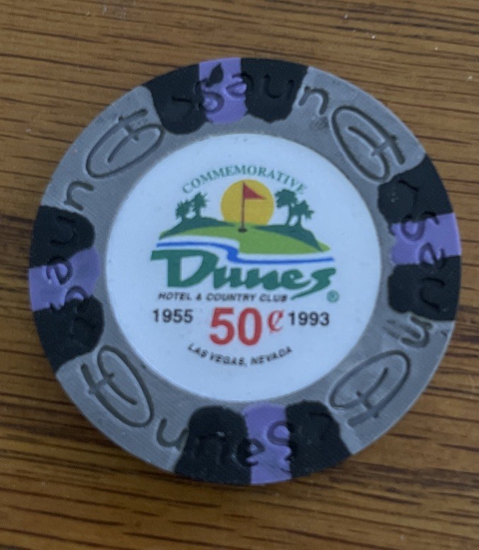 Dunes Hotel Casino .50 Cent Poker Chip Las Vegas Nevada.  Commemorative
