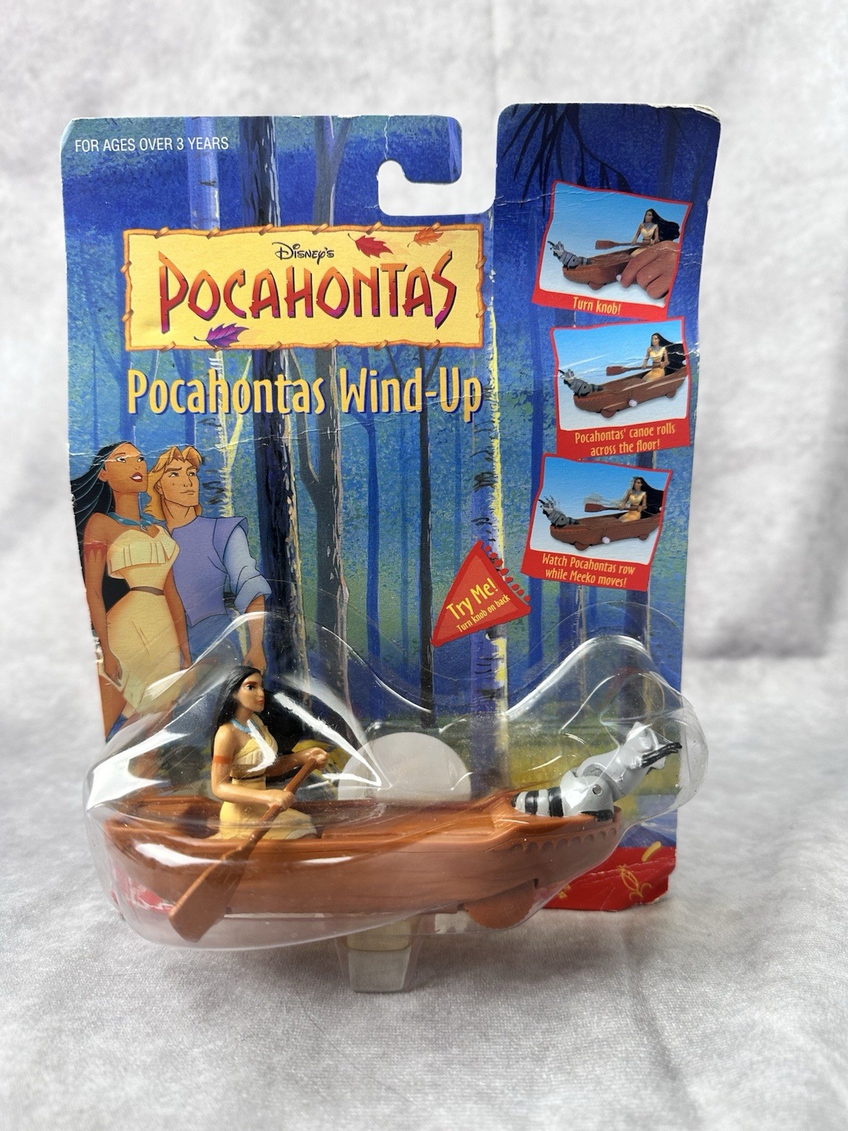 Mattel Disney Pocahontas Wind-Up Canoe Toy with Meeko, Pocahontas Theme