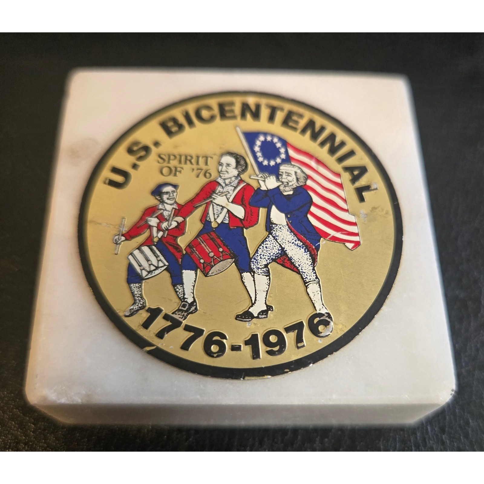 Vintage US Bicentennial Spirit of 76 Marble Paperweight 1776-1976 Commemorative Vintage US Bicentennial Spirit of 76 Marble Paperweight 1776-1976 Commemorative