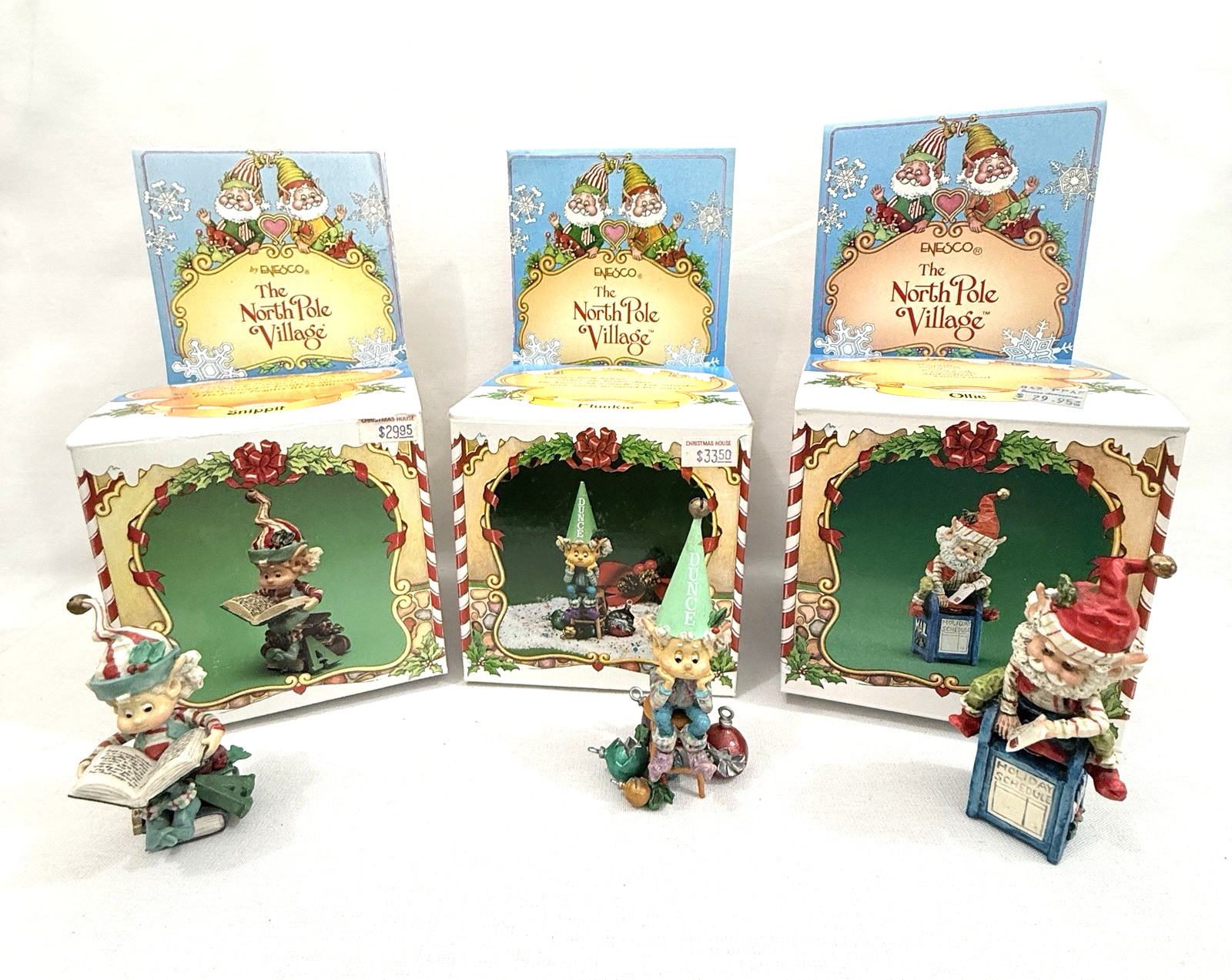 3 Enesco The North Pole Village Elves Snippet, Flunkie, Ollie  3.5