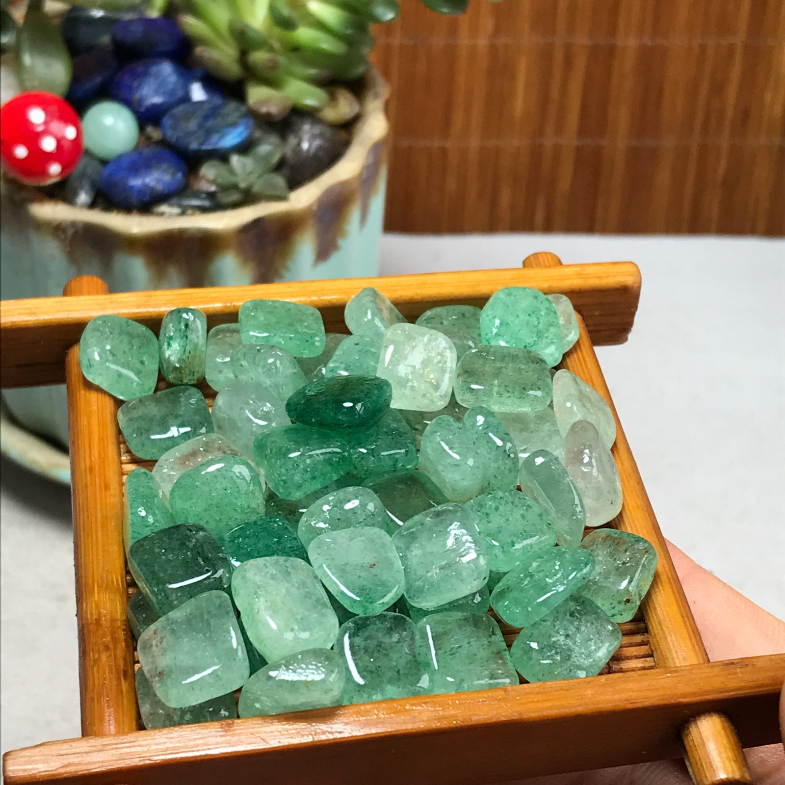 54Pcs Natural green Strawberry Crystal gemstone Polish Mineral Specimen A7540