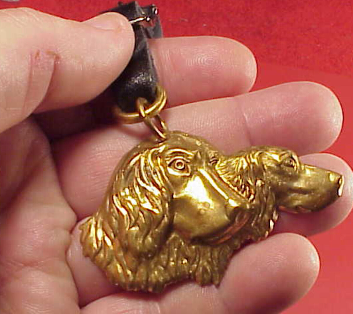 Vintage Brass Labrador Retriever 2 3/8in Pocket Watch Strap Fob Key Chain Dog