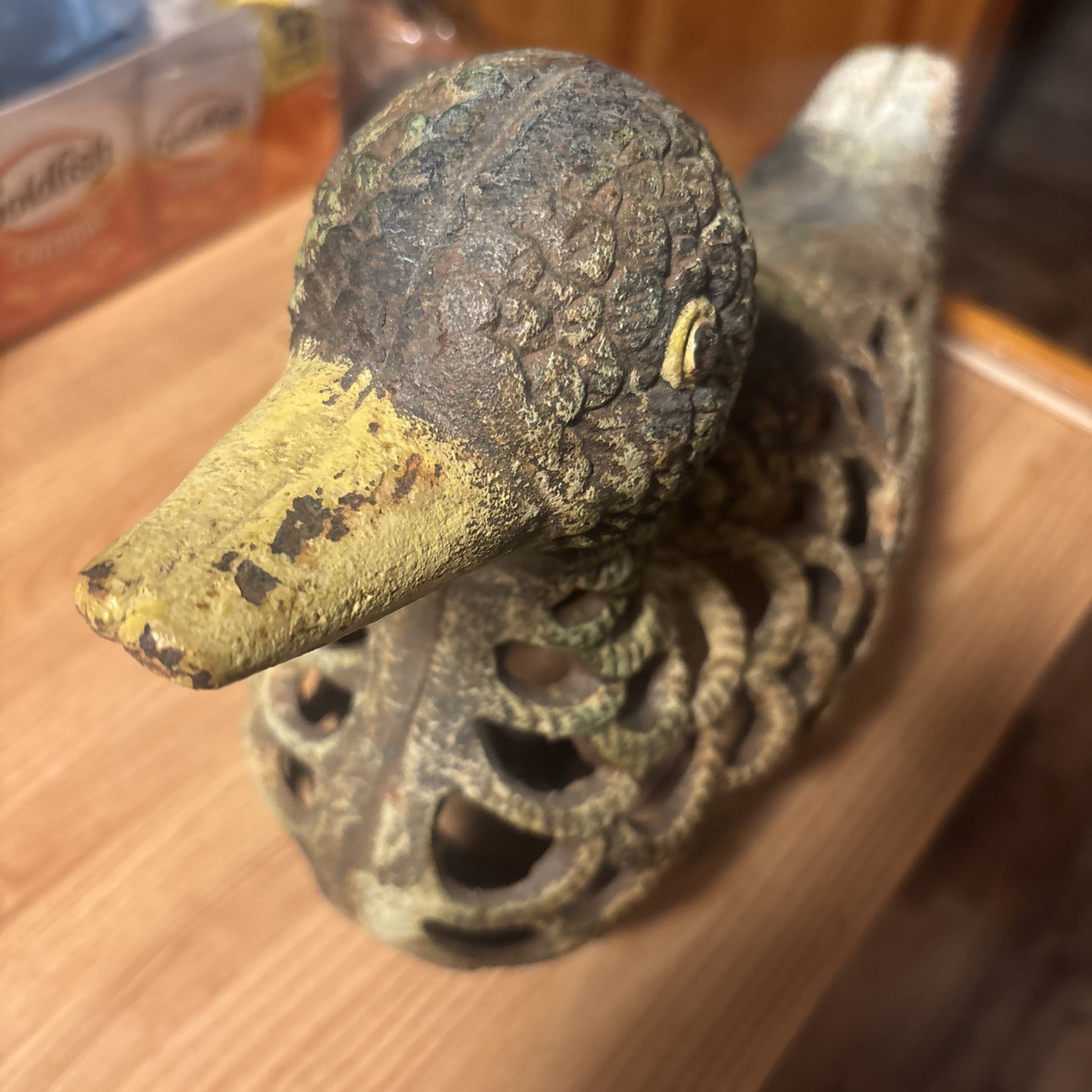 CAST IRON Japanese Vintage  Duck Garden Lantern Duck Decoy