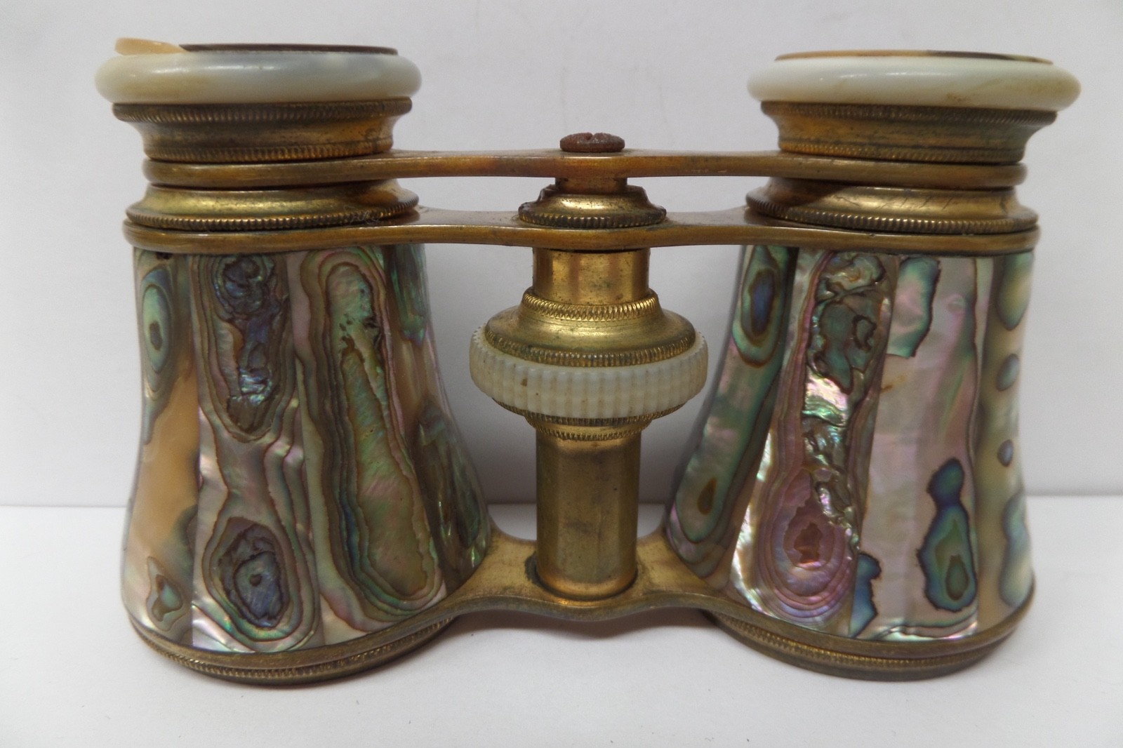 Antique Unmarked (Likely French) Abalone/Peacock Pearl Opera Glass & Case