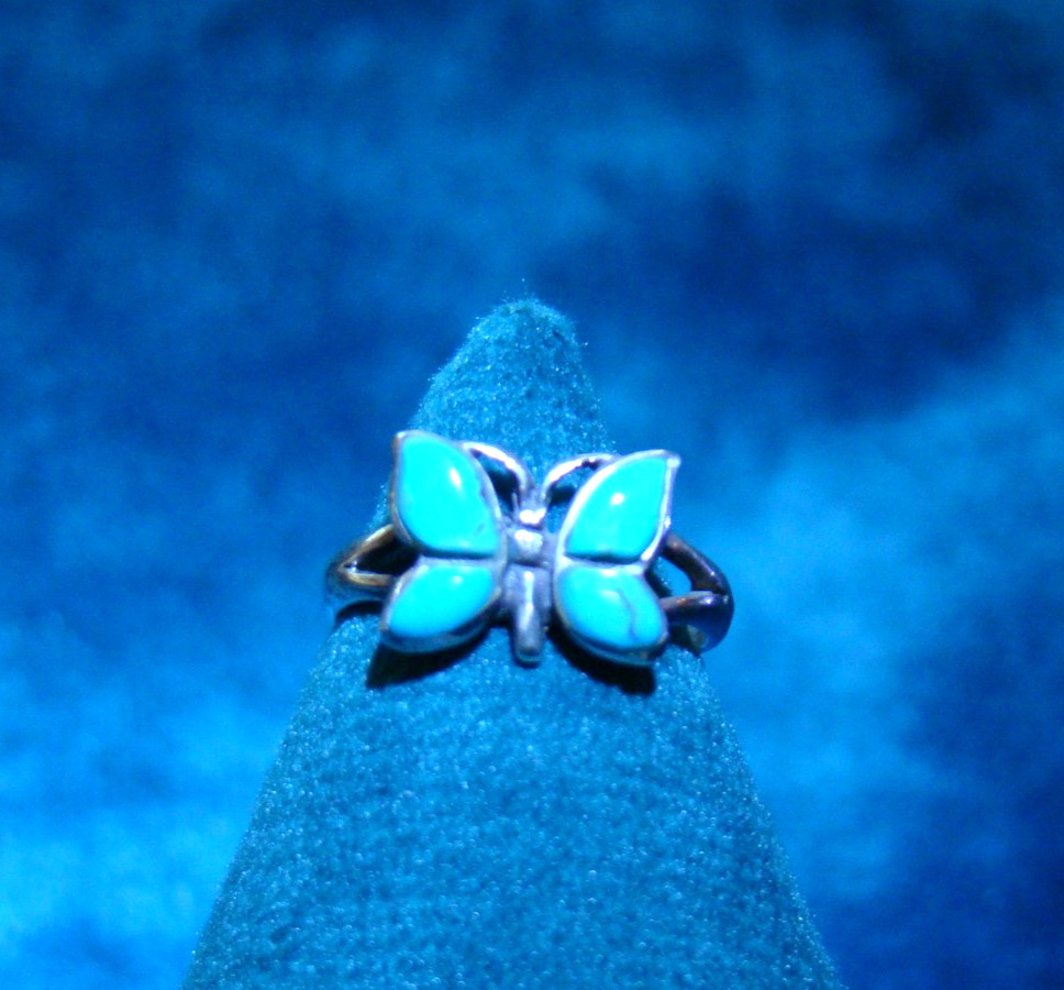 02 Vintage Sterling Zuni Turquoise Ring Size 6