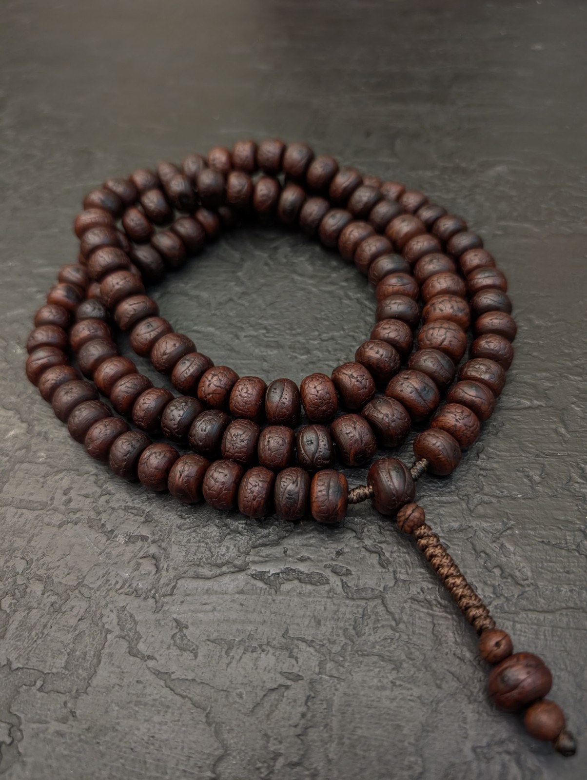 Bodhi Seed Mala Necklace: Vintage 108 Prayer Beads Nepalese Phoenix Eye