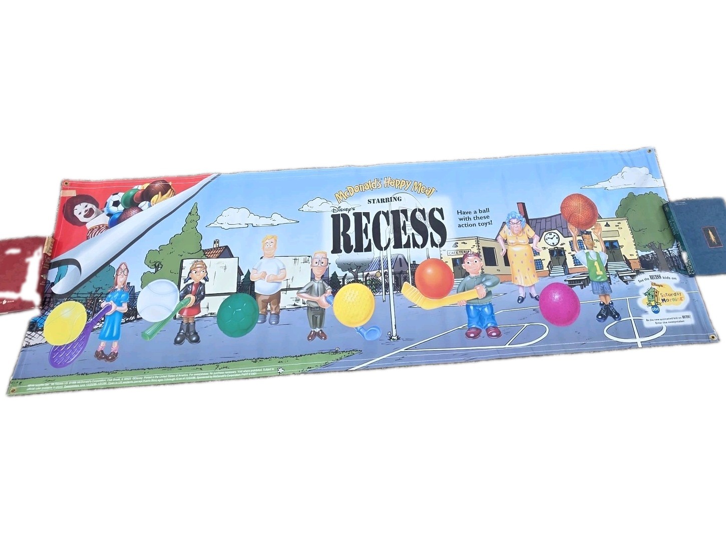 Vintage 1998 McDonald\'s Happy Meal Large Display Banner Sign Disney\'s Recess NOS