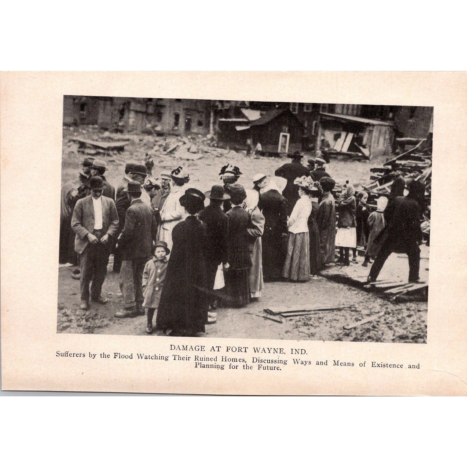 Sufferers Watching Ruined Homes Fort Wayne IN Awful Flood of 1913 Picture SK10