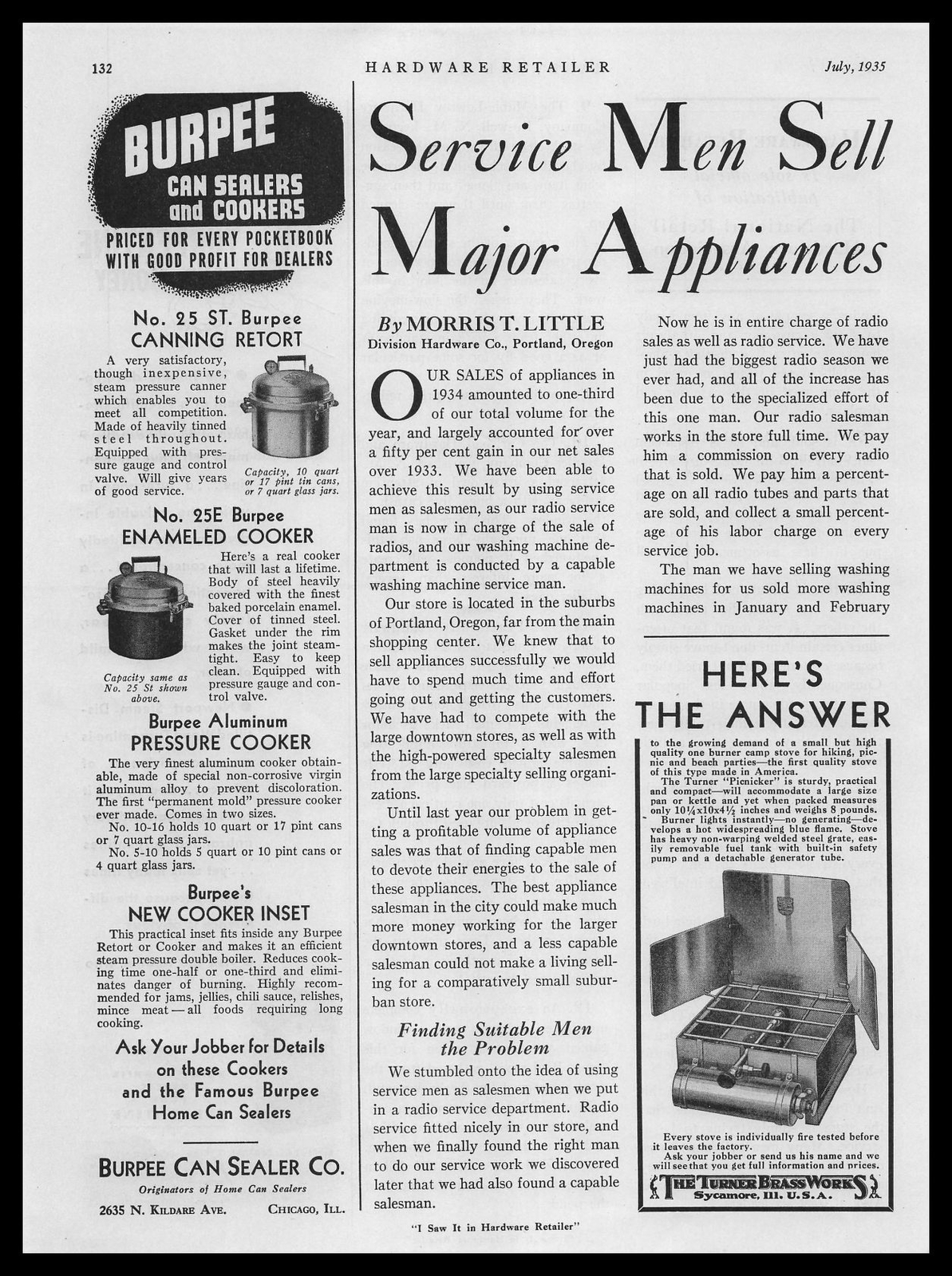 1935 Burpee Can Sealer Company Chicago Enameled Cooker & Canning Retort Print Ad