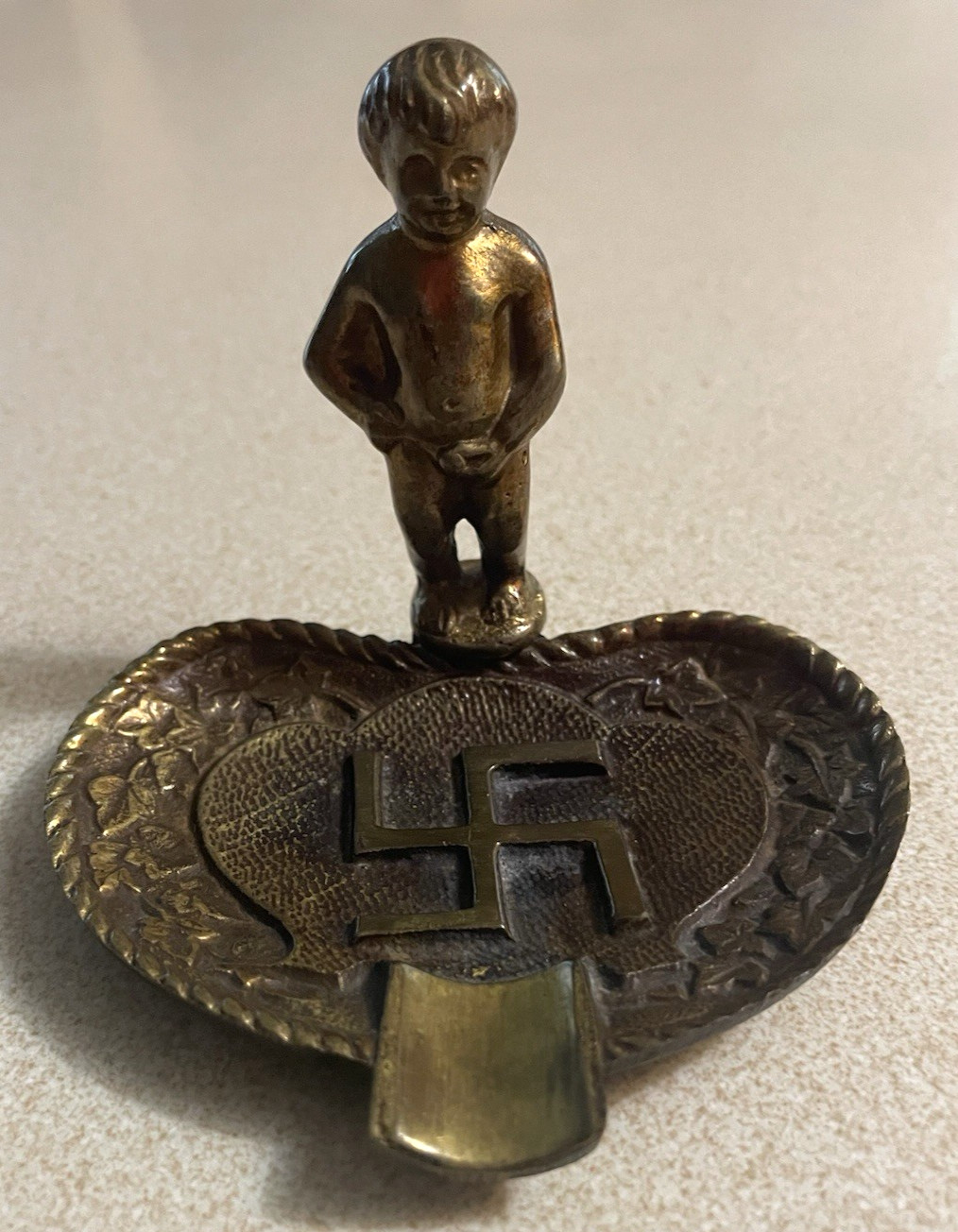 Vintage WWII Era Anti-Nazi Satirical Brass Ashtray Manneken Pis Style Exc. Cond. Vintage WWII Era Anti-Nazi Satirical Brass Ashtray Manneken Pis Style Exc. Cond.