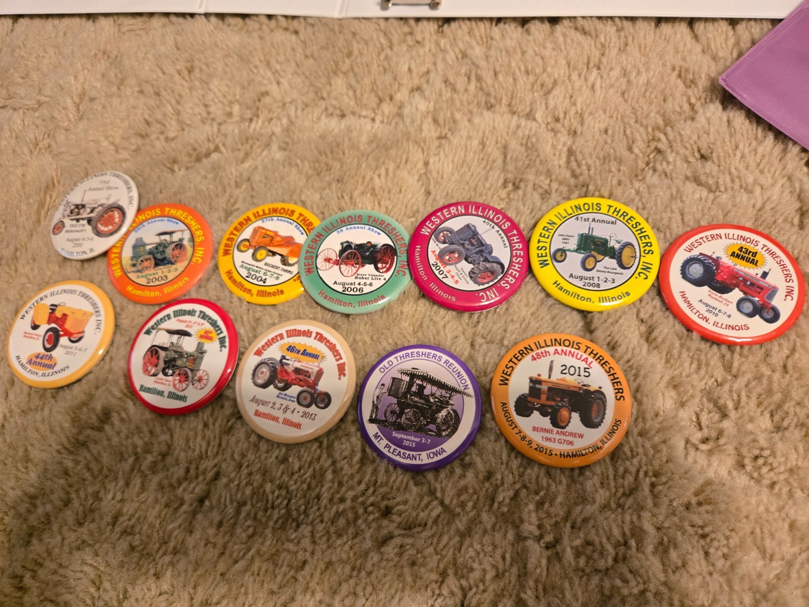Old/Western Illinois Threshers buttons (Hamilton, IL and Mt. Pleasant,Ia)
