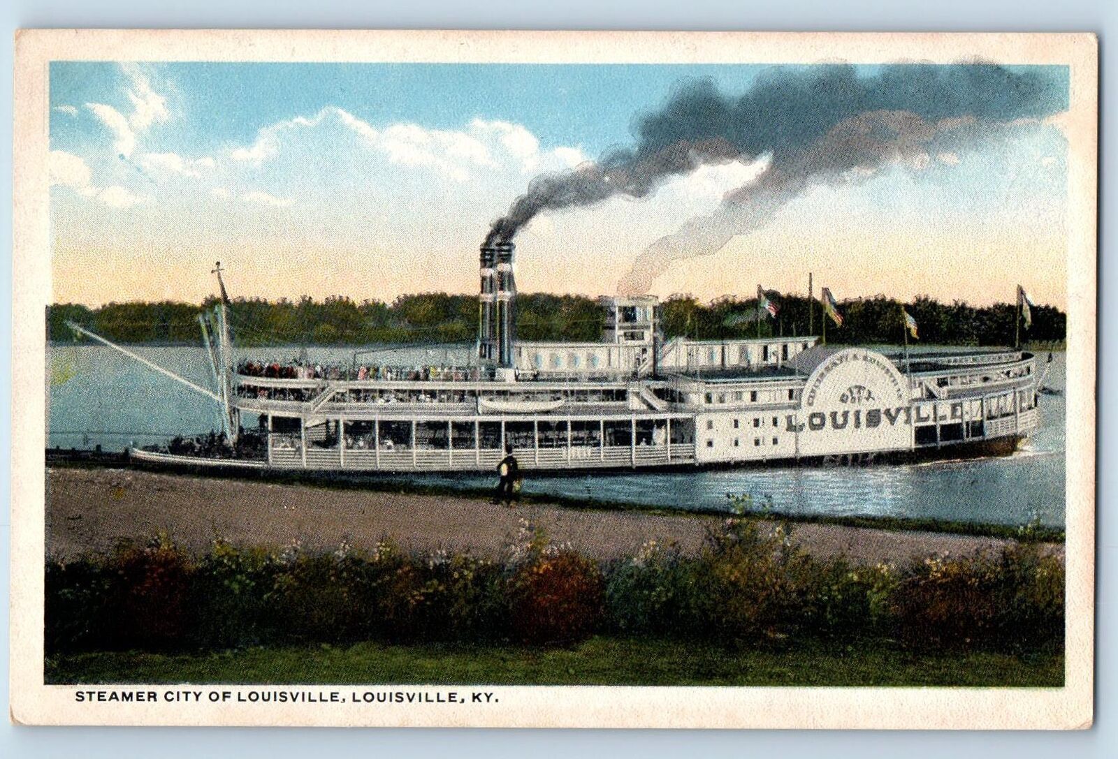 c1920 Steamer City Of Louisville Passenger Steamer Louisville Kentucky Postcard