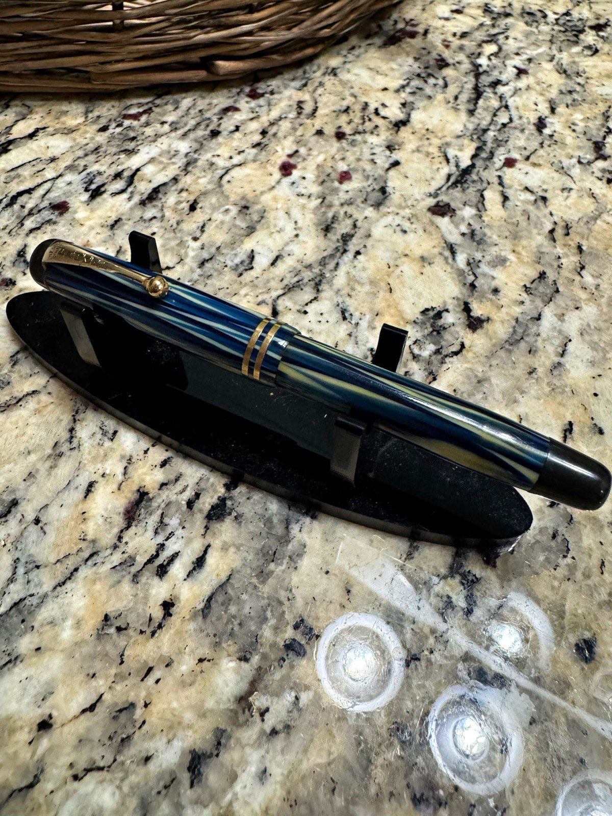 Vintage Parker True Blue Fountain Pen 14K Lucky Curve Semi Flex Nib Restored