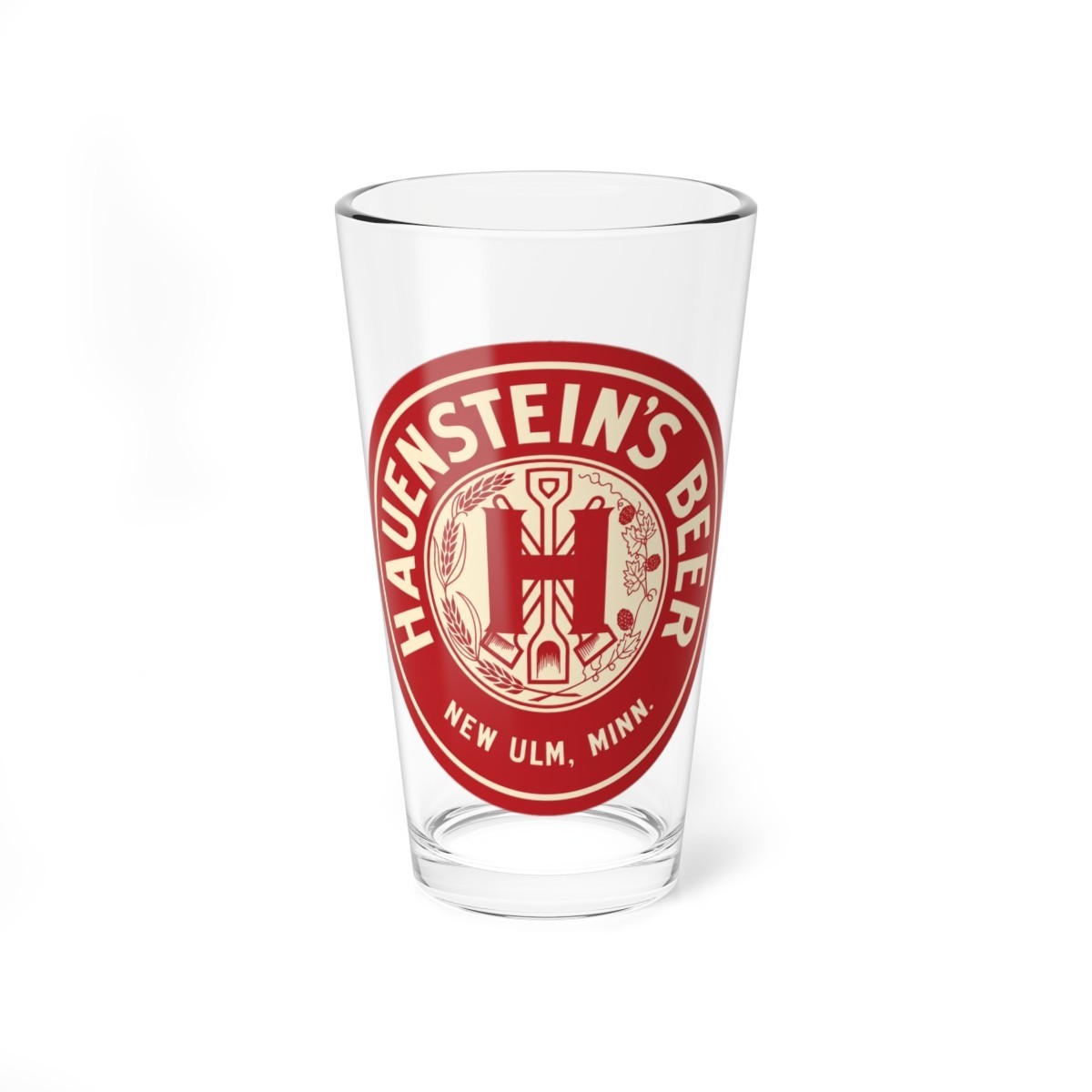 Hauenstein's Beer New Ulm Minnesota Crest Logo Retro Breweriana Pint Glass