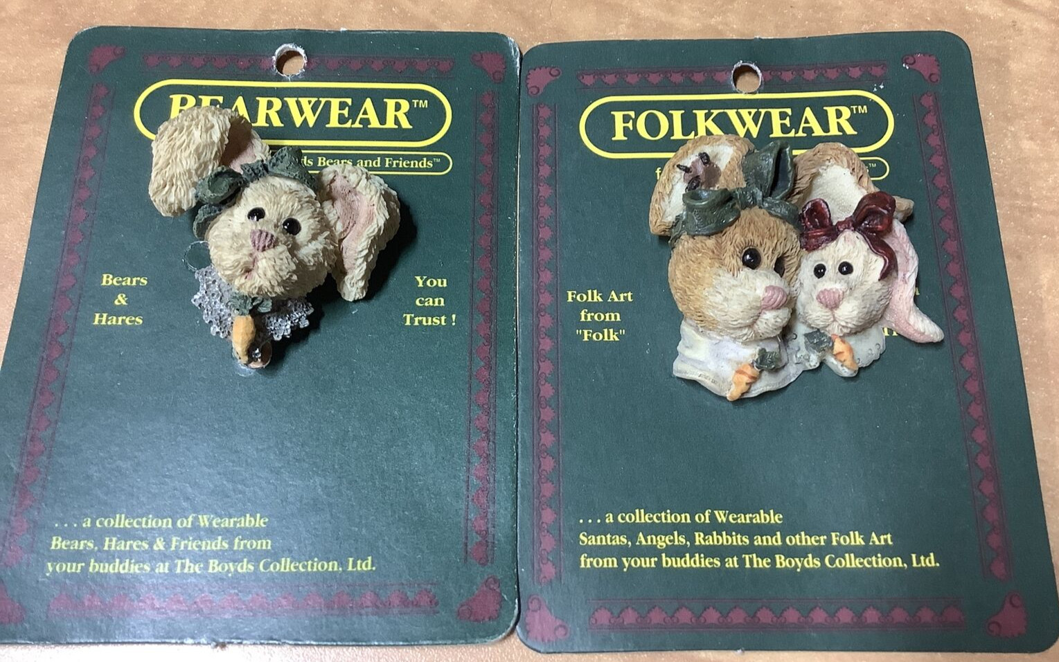 Vtg Boyds Bears & Friends Folkwear Two Bunny  Pin Brooch Collectable 2666 Plus
