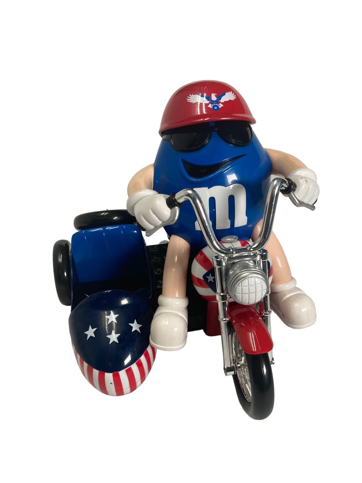 M&M Patriotic Freedom Rider Red White Blue Motorcycle Candy Dispenser No Box