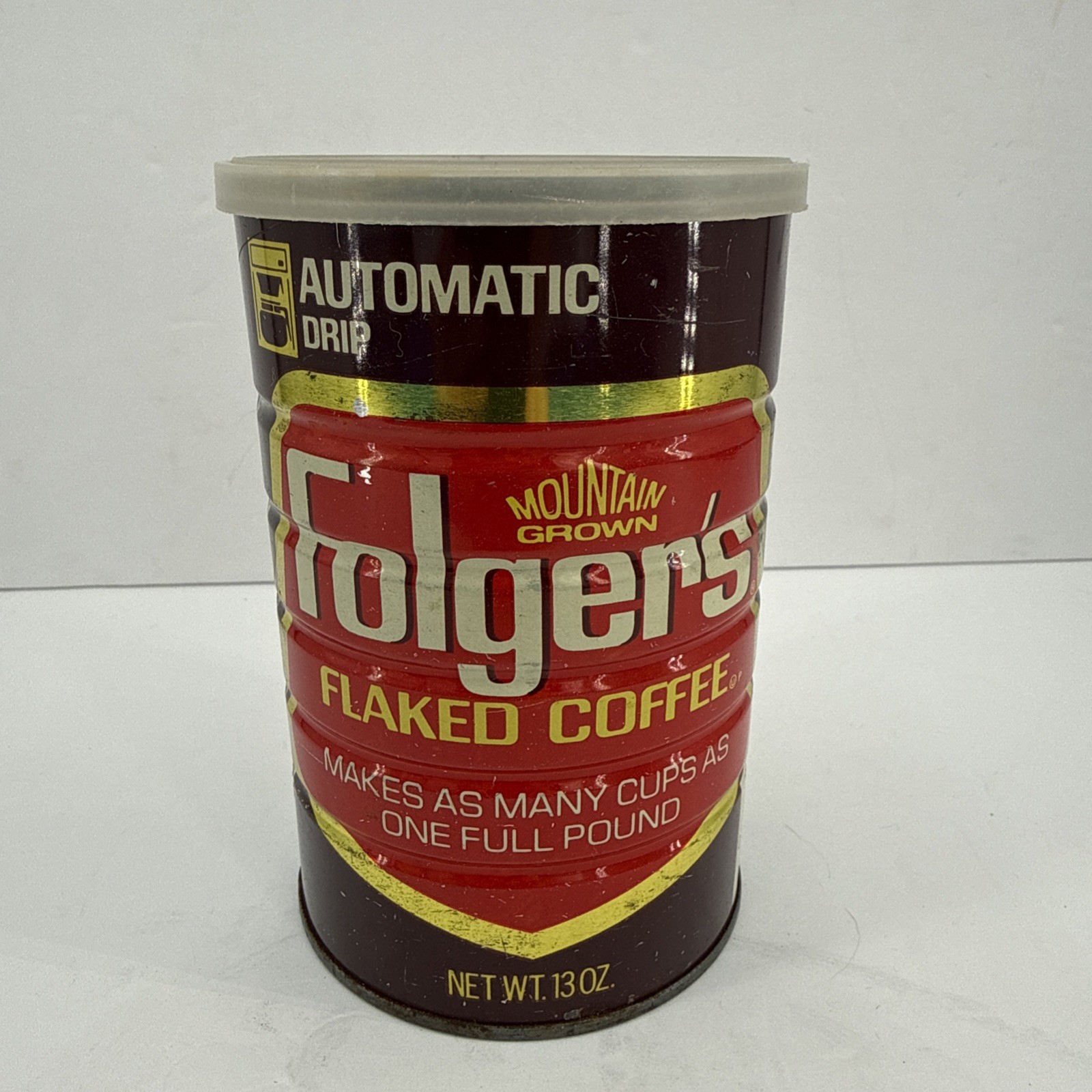 Vtg Advertisement Folgers Coffee Metal Can Cincinnati Ohio 13OZ
