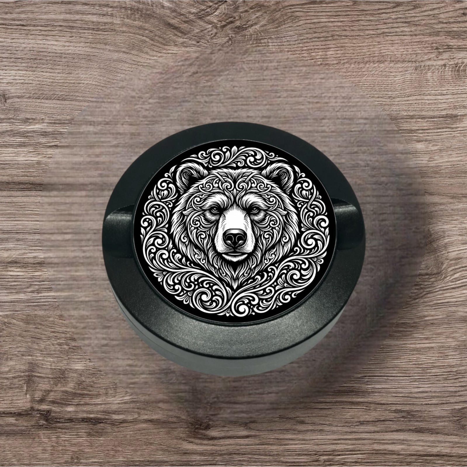 Grizzly Bear Scroll Metal Aluminum Container Custom Engraved EDC Snus Dip Can