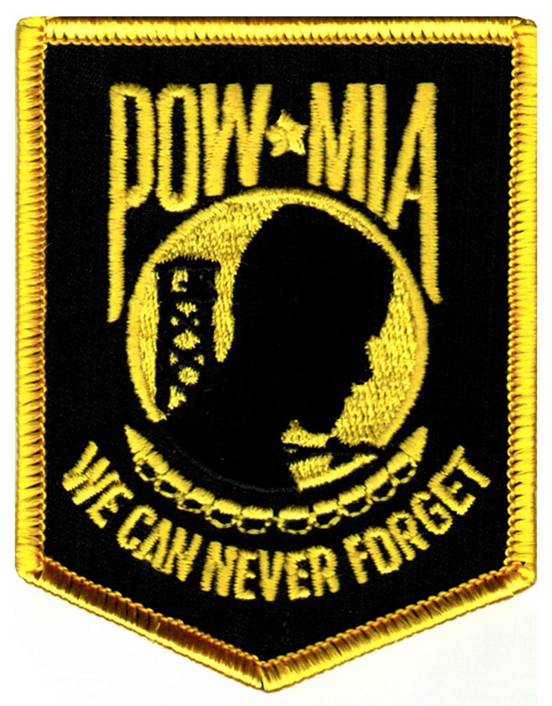 POW-MIA PATCH VIETNAM WAR embroidered iron-on GOLD BLACK MILITARY VETERAN BIKER