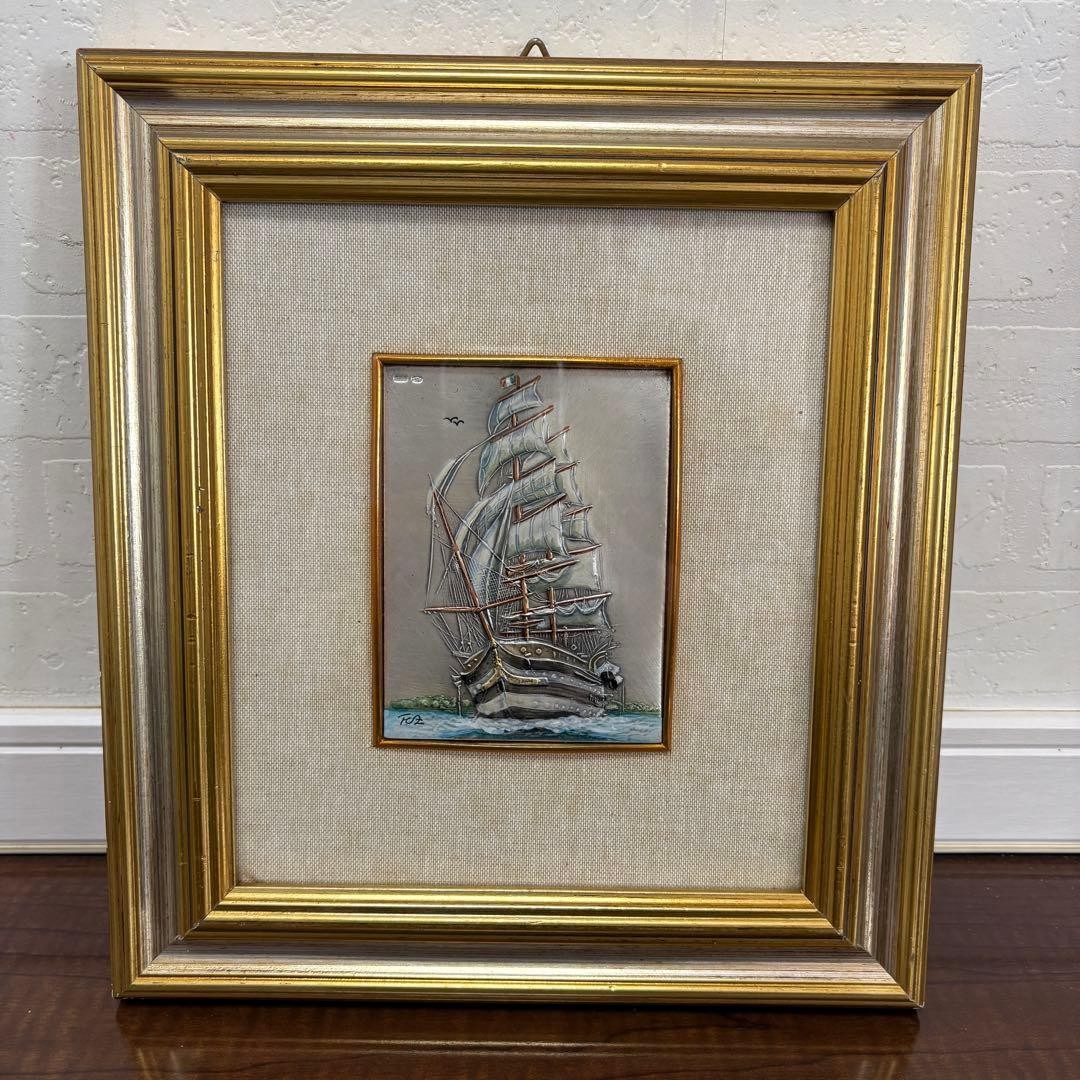 Argento 925 Silver Relief Sailing Ship Florence Workshop Wall Art
