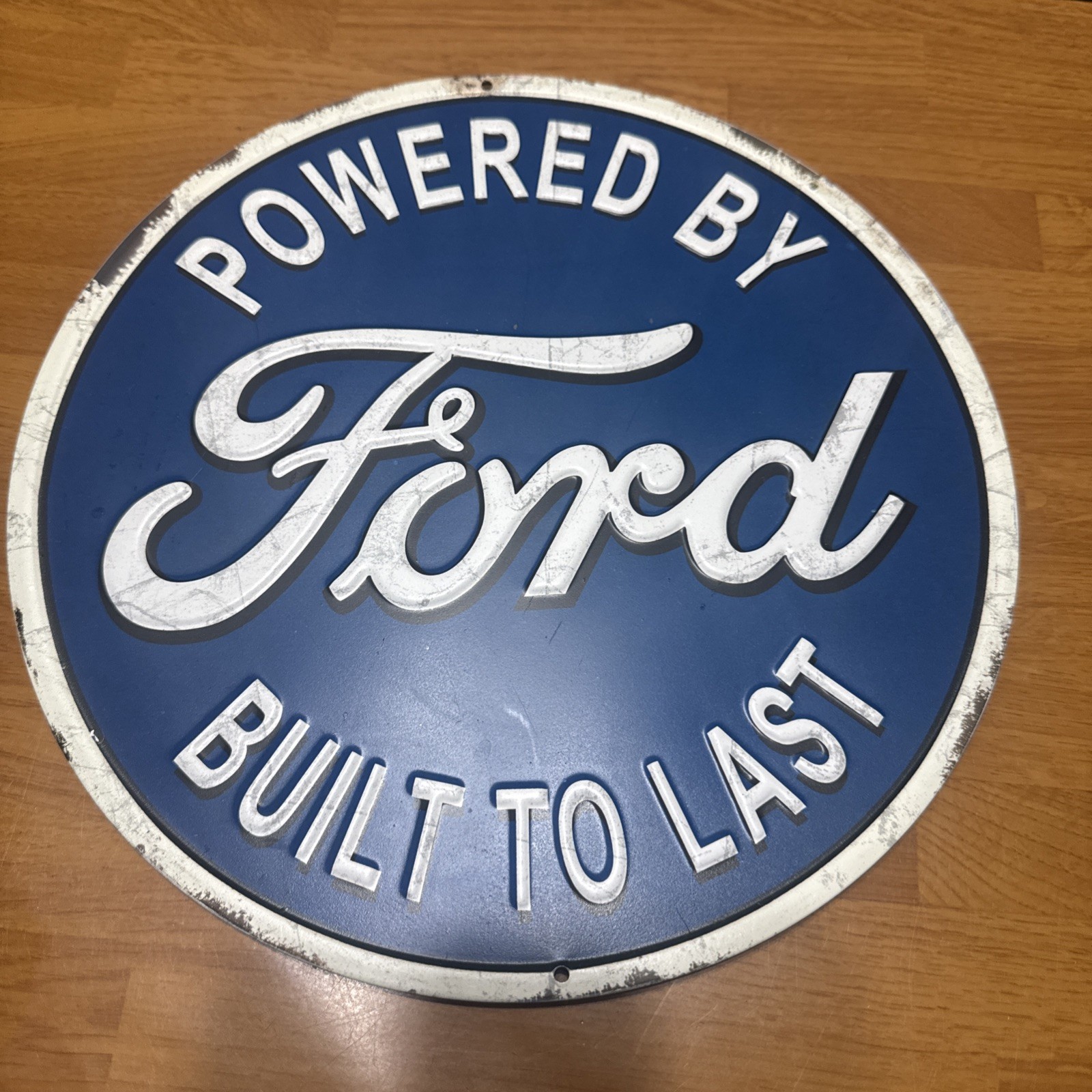 Ford Embossed Sign 12” Powered By Ford Built To Last Metal Sign Man Cave Garage