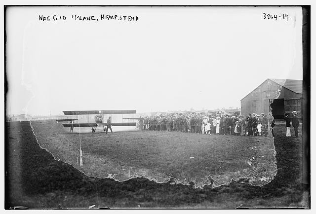 Hempstead Long Island NY 1910s National Guard Plane Airplane Spectators