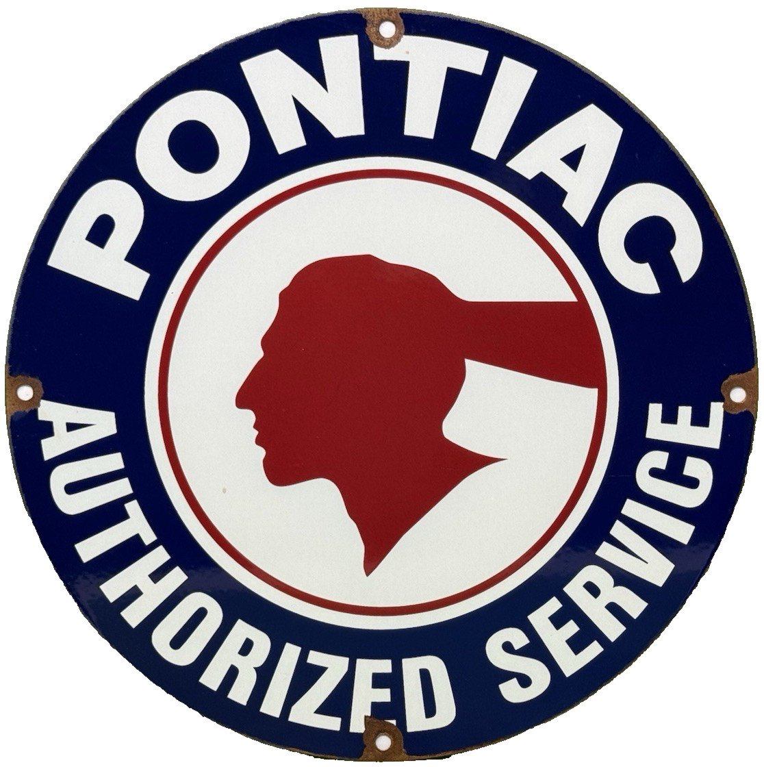 VINTAGE PONTIAC SERVICE PORCELAIN SIGN DEALERSHIP GAS STATION MOTOR OIL GARAGE