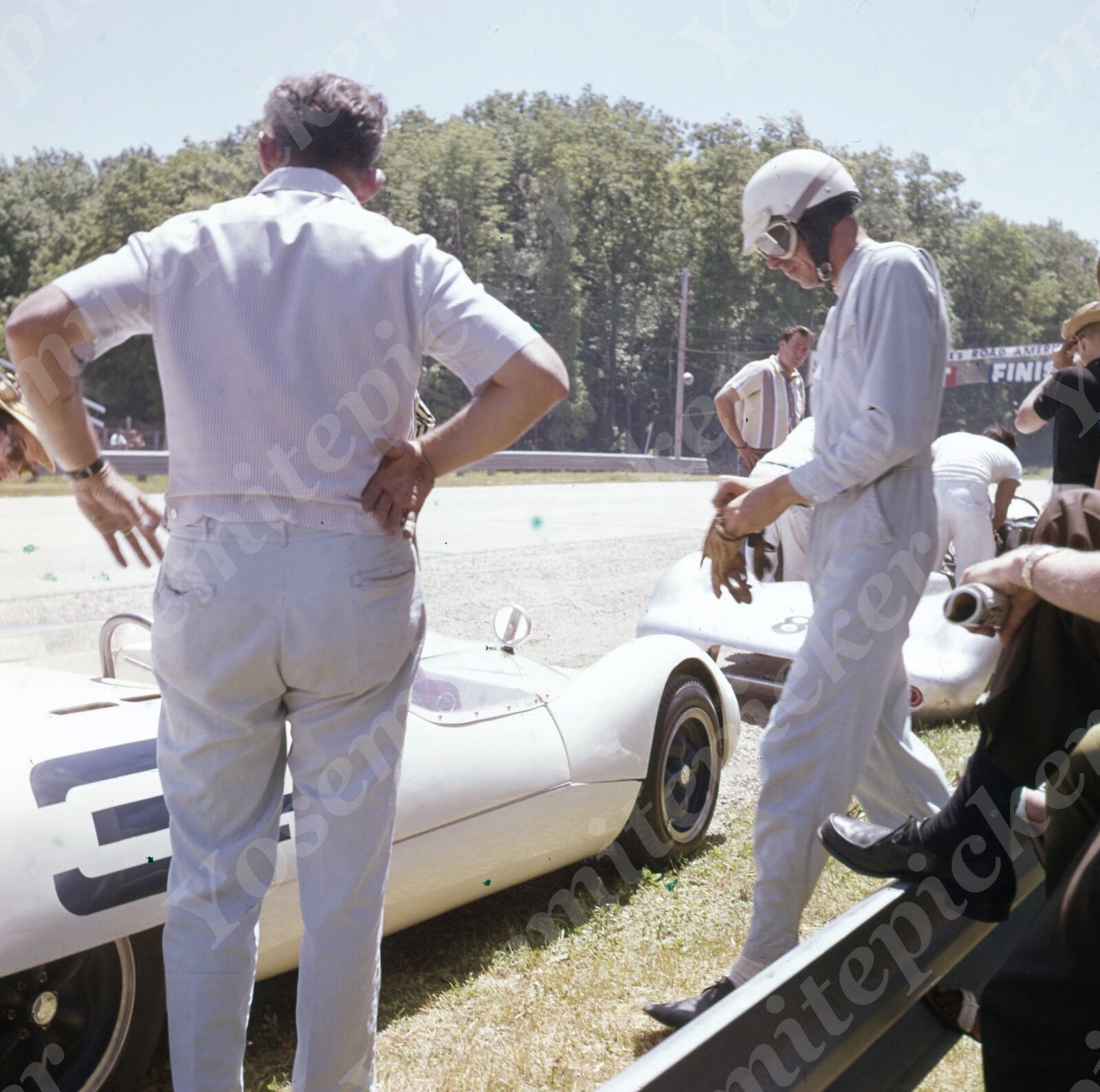A20  Original slide 1960\'s sports race car Lotus sepia 143a