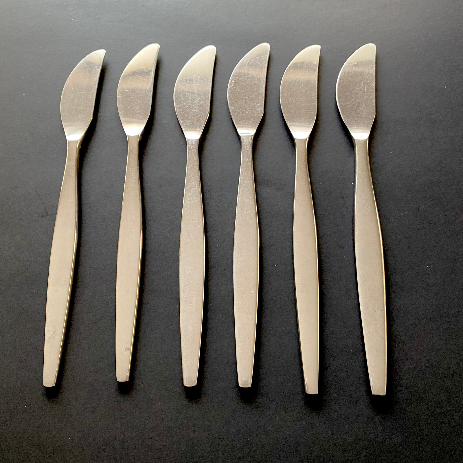 6 GENSE FOCUS dinner Knives stainless steel  flatware SWEDEN mid century mod